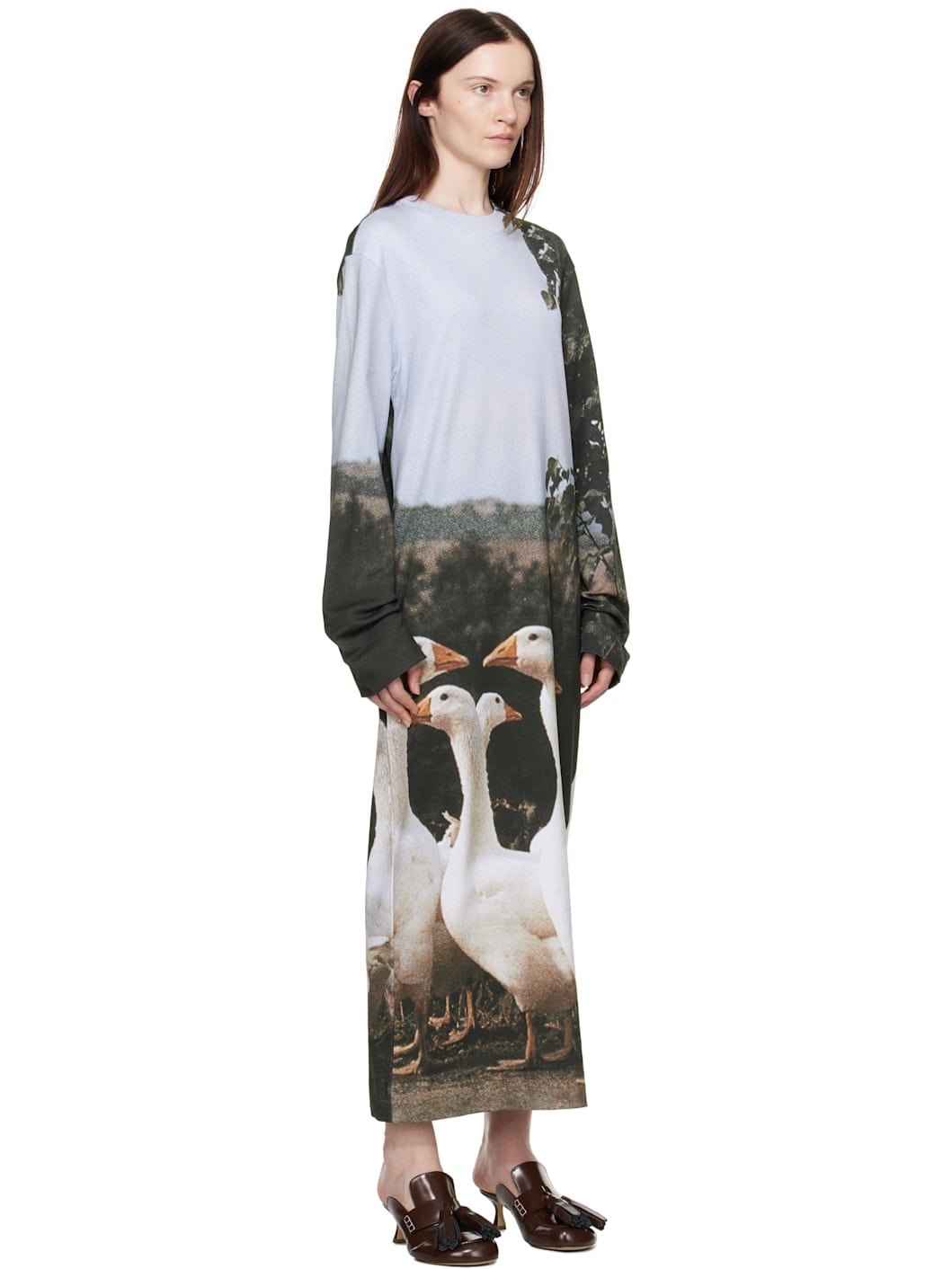 Multicolor Interlock Goose Print Maxi Dress - 2