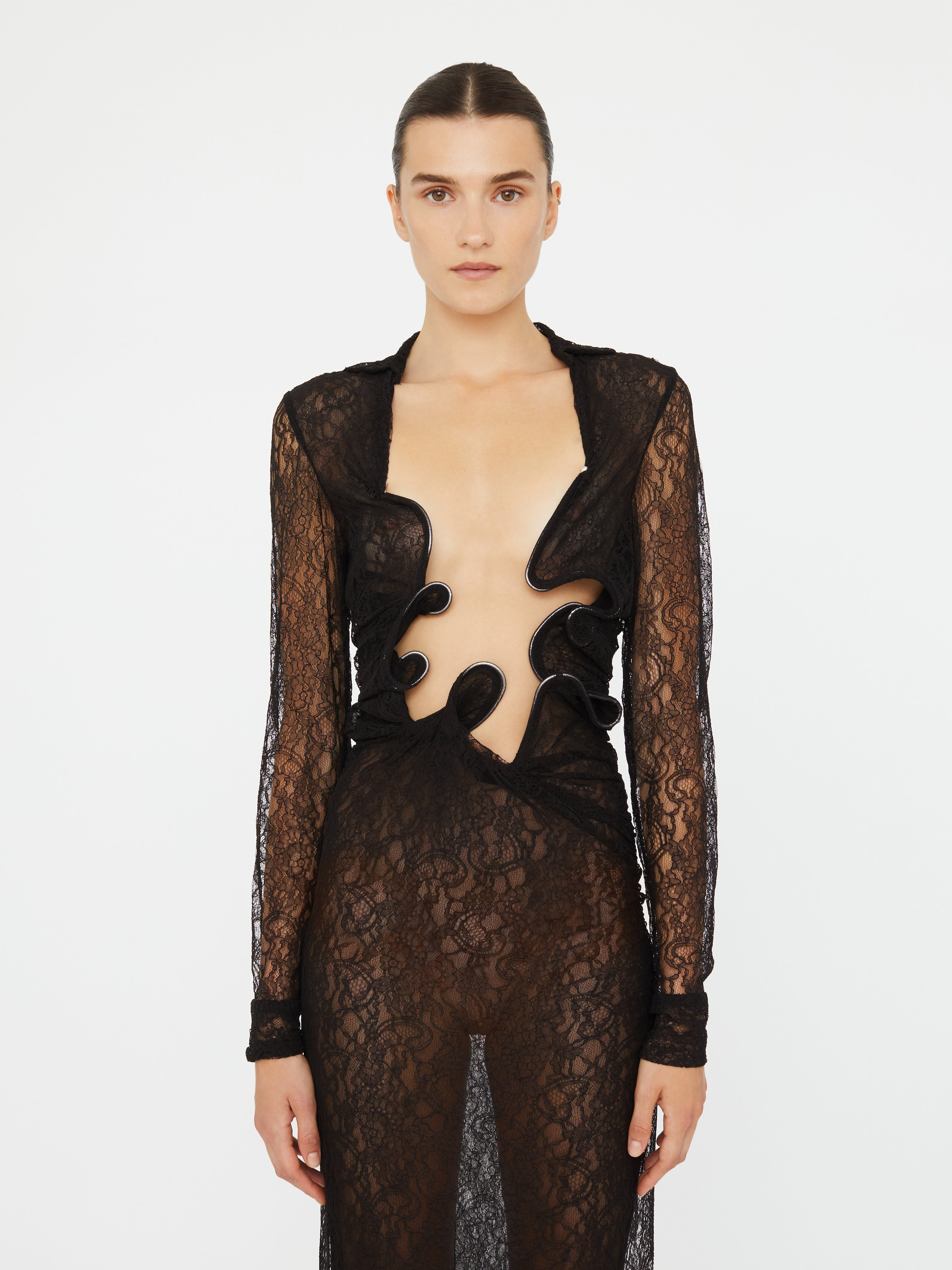 Lace Venus Plunge Shirt Dress - 4