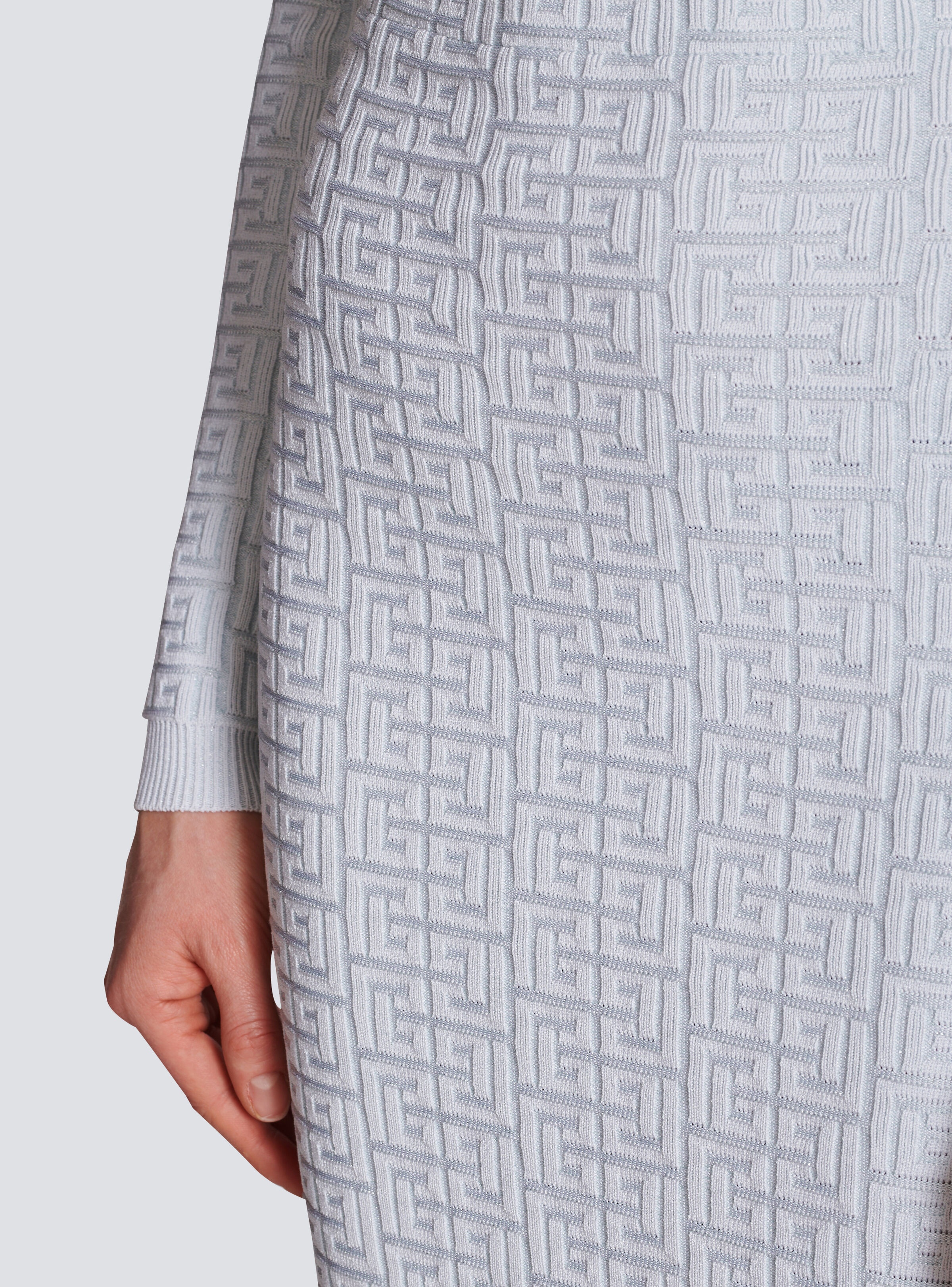 Knit midi skirt with Balmain monogram - 7