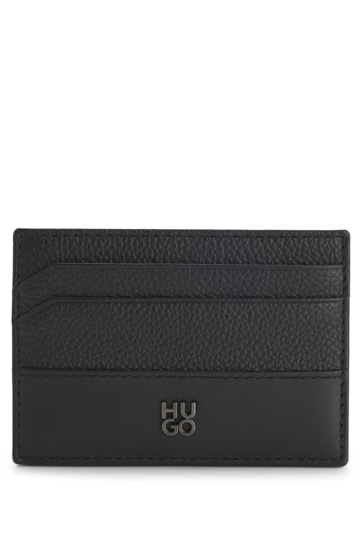 LEATHER CARD HOLDER WITH STACKED LOGO - 1