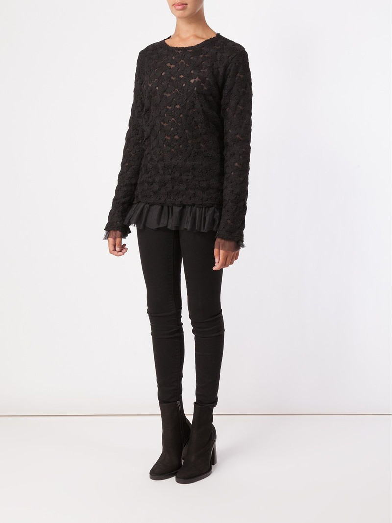 Comme Des Garçons tulle layer flower knit sweater outlook