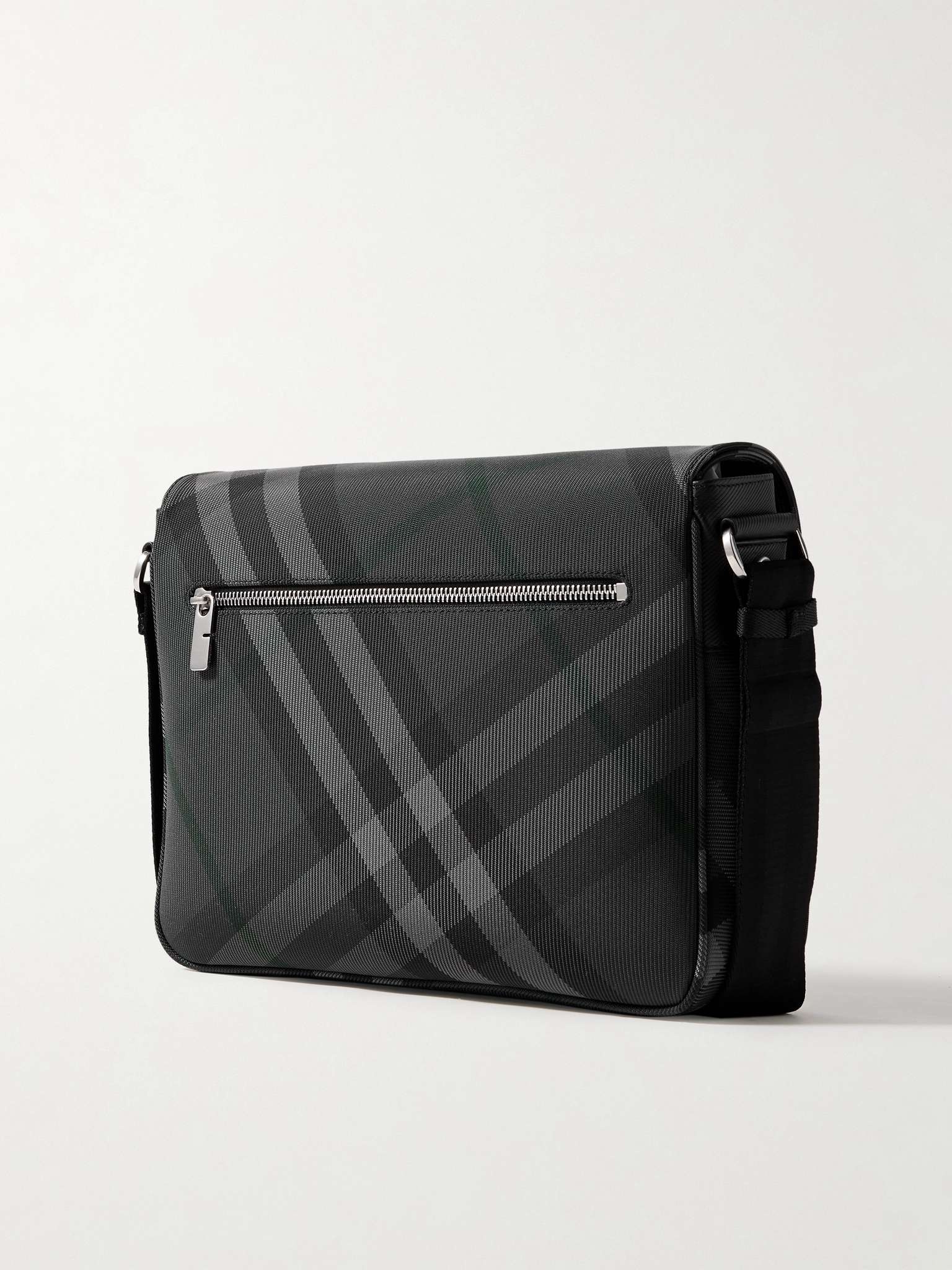 Burberry Logo Embellished Checked Canvas Messenger Bag mrporter REVERSIBLE