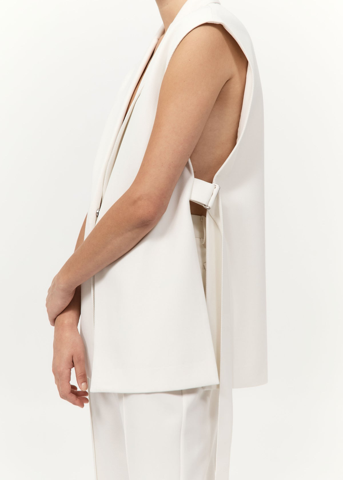Relaxed Side Tie Vest - Off White - 3