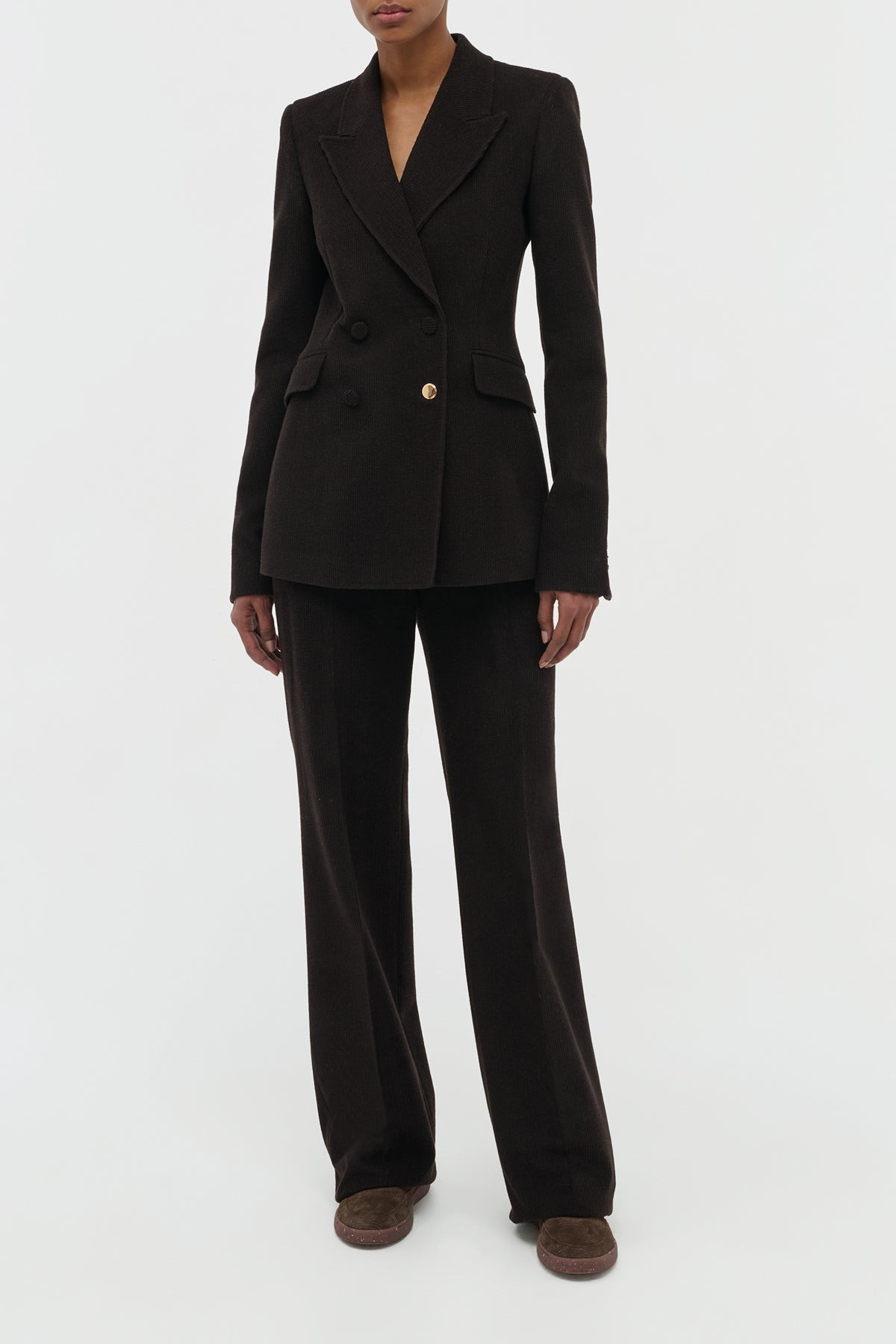 Stephanie Blazer in Chocolate Fine Cashmere Corduroy - 2