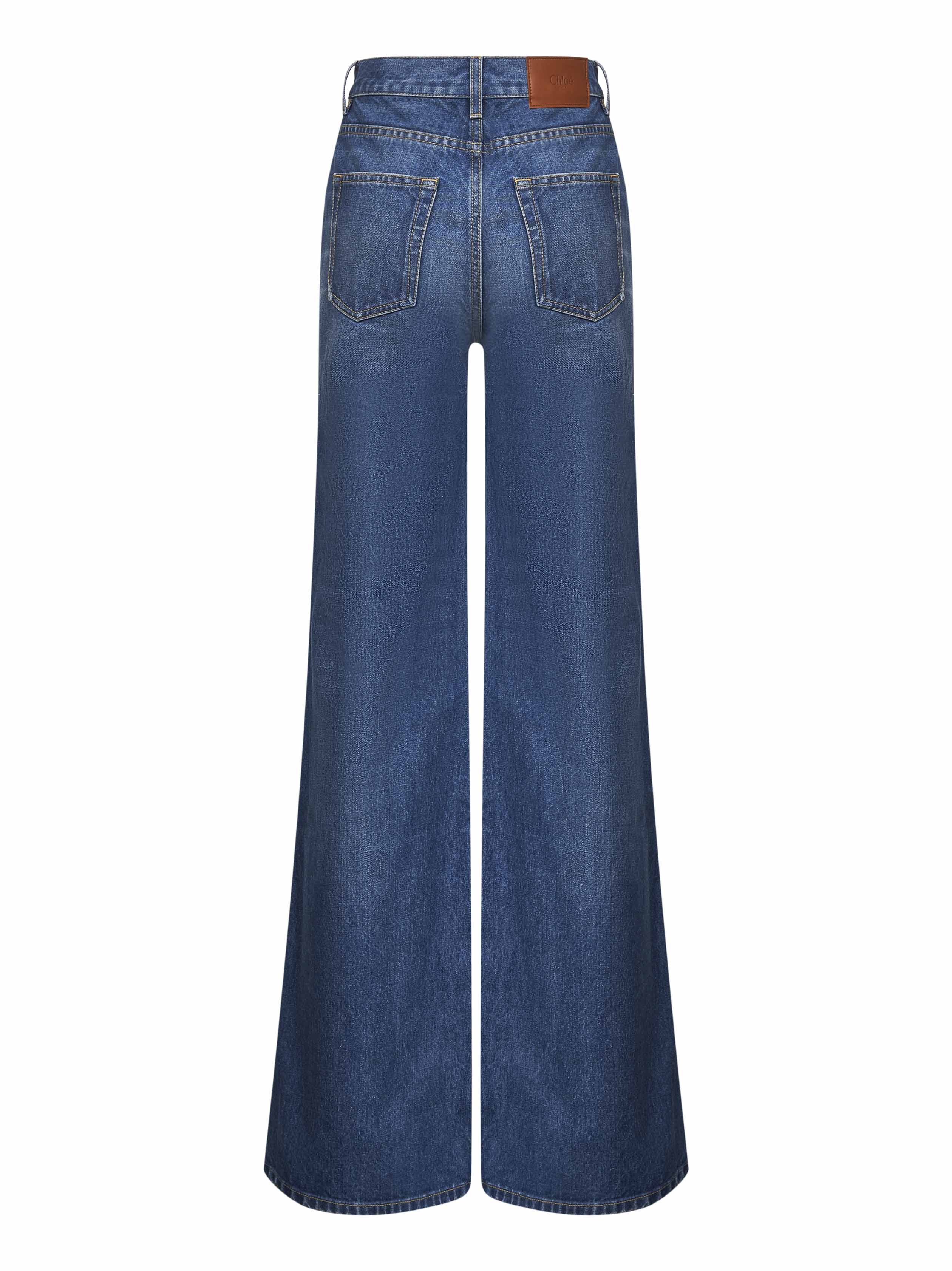 Blue denim high-waisted flare jeans - 2