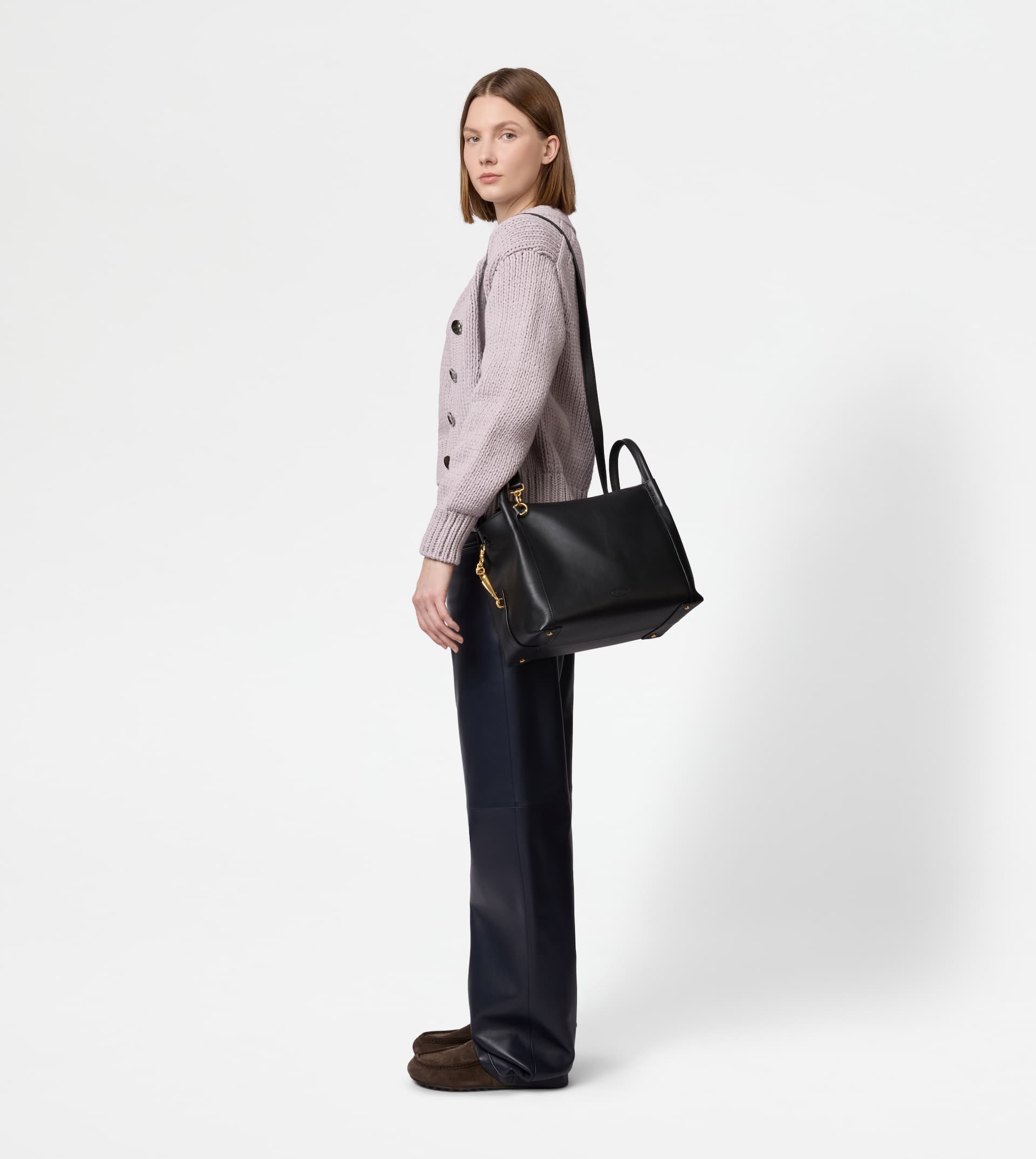SATCHEL IN LEATHER SMALL - BLACK - 9