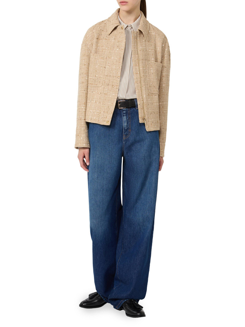 Women's Sequinned Cotton Blend Boxy Jacket - Colonial 6
