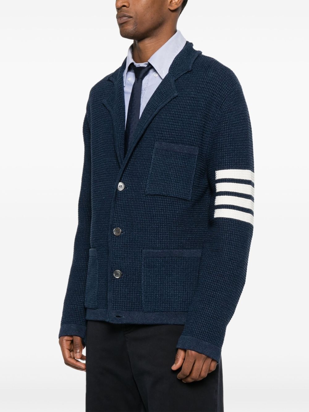 notched-lapels drop-shoulder cardigan - 3