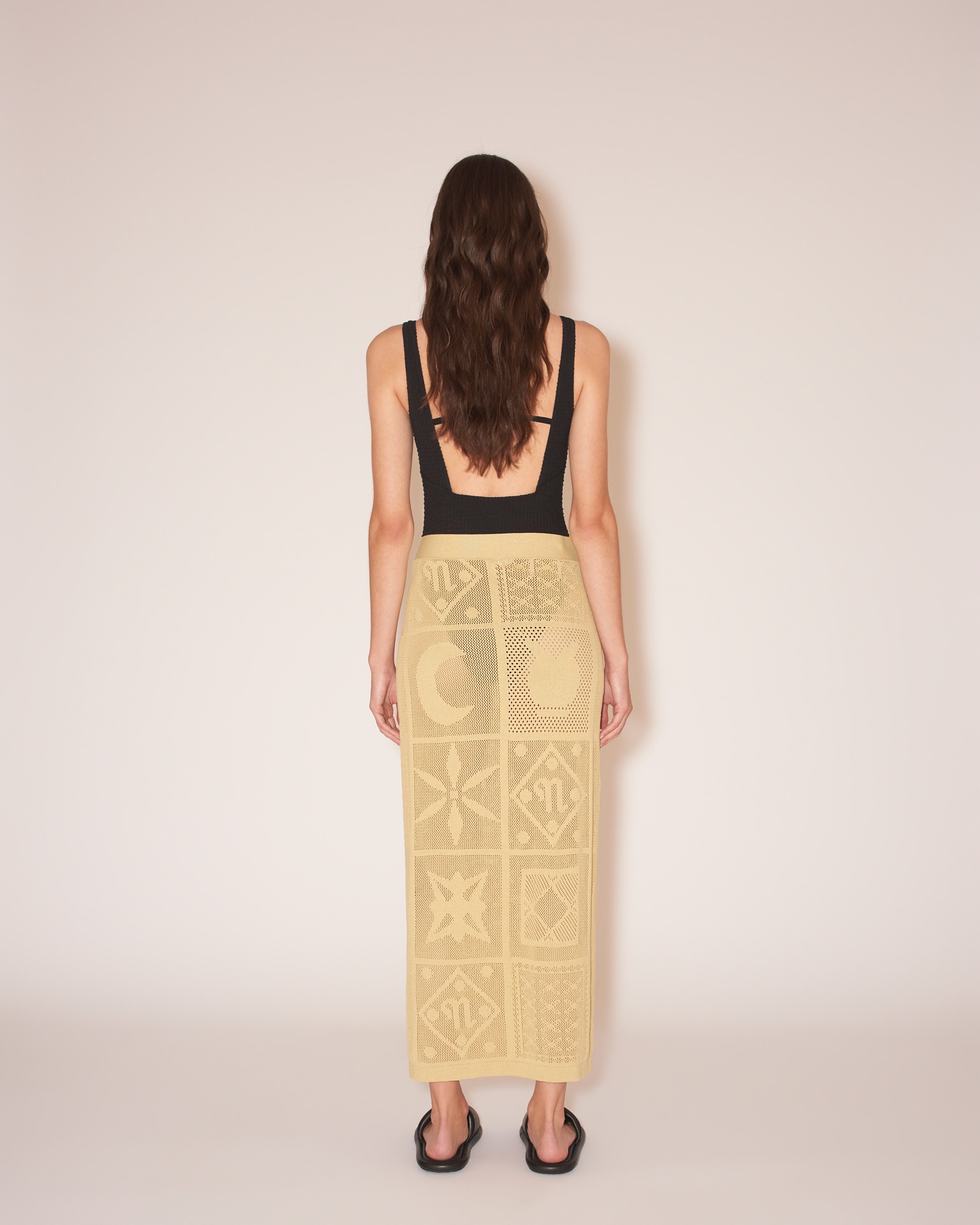 LIGIA - Paper crochet midi skirt - Pale olive - 4