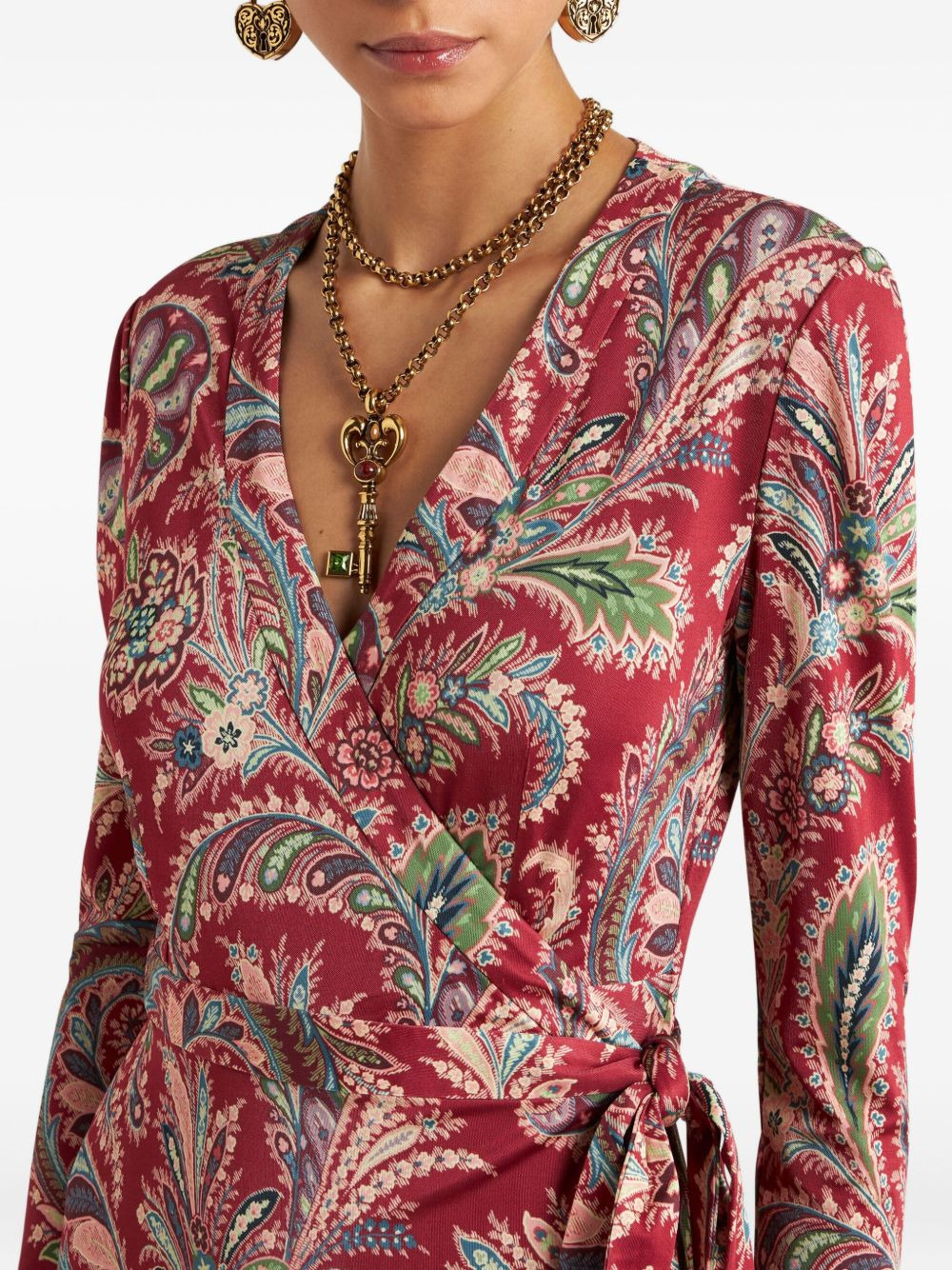 paisley-print wrap midi dress - 4