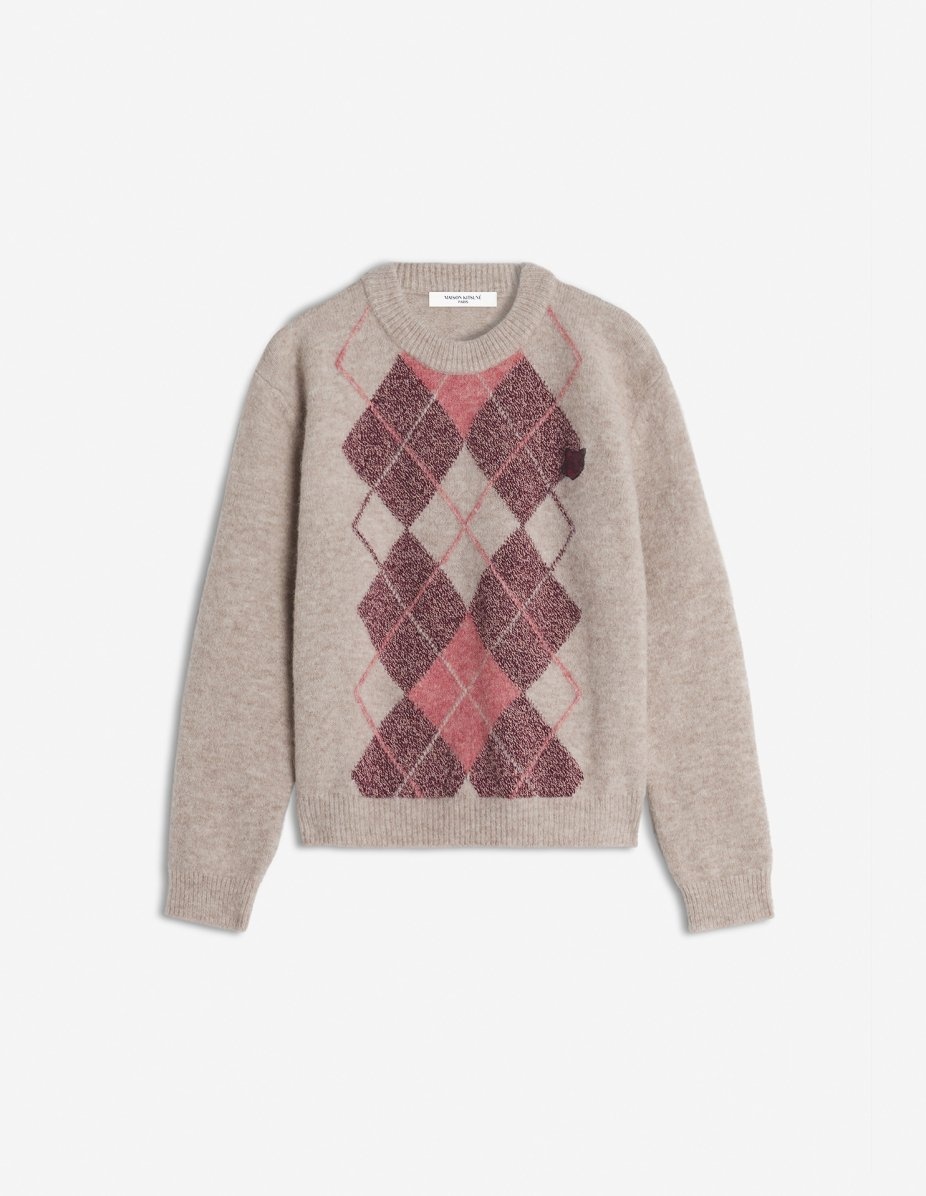 BOLD FOX HEAD PATCH ARGYLE  COMFORT JUMPER - 1