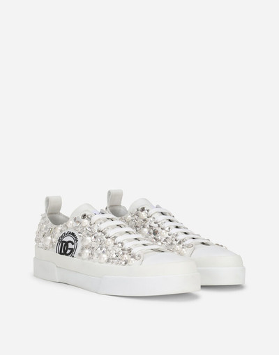 Dolce & Gabbana Calfskin nappa Portofino Light sneakers with all-over embroidery outlook