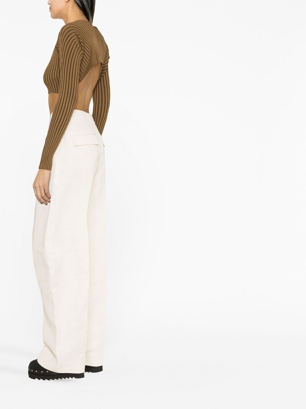 high-waist wide-leg trousers - 3