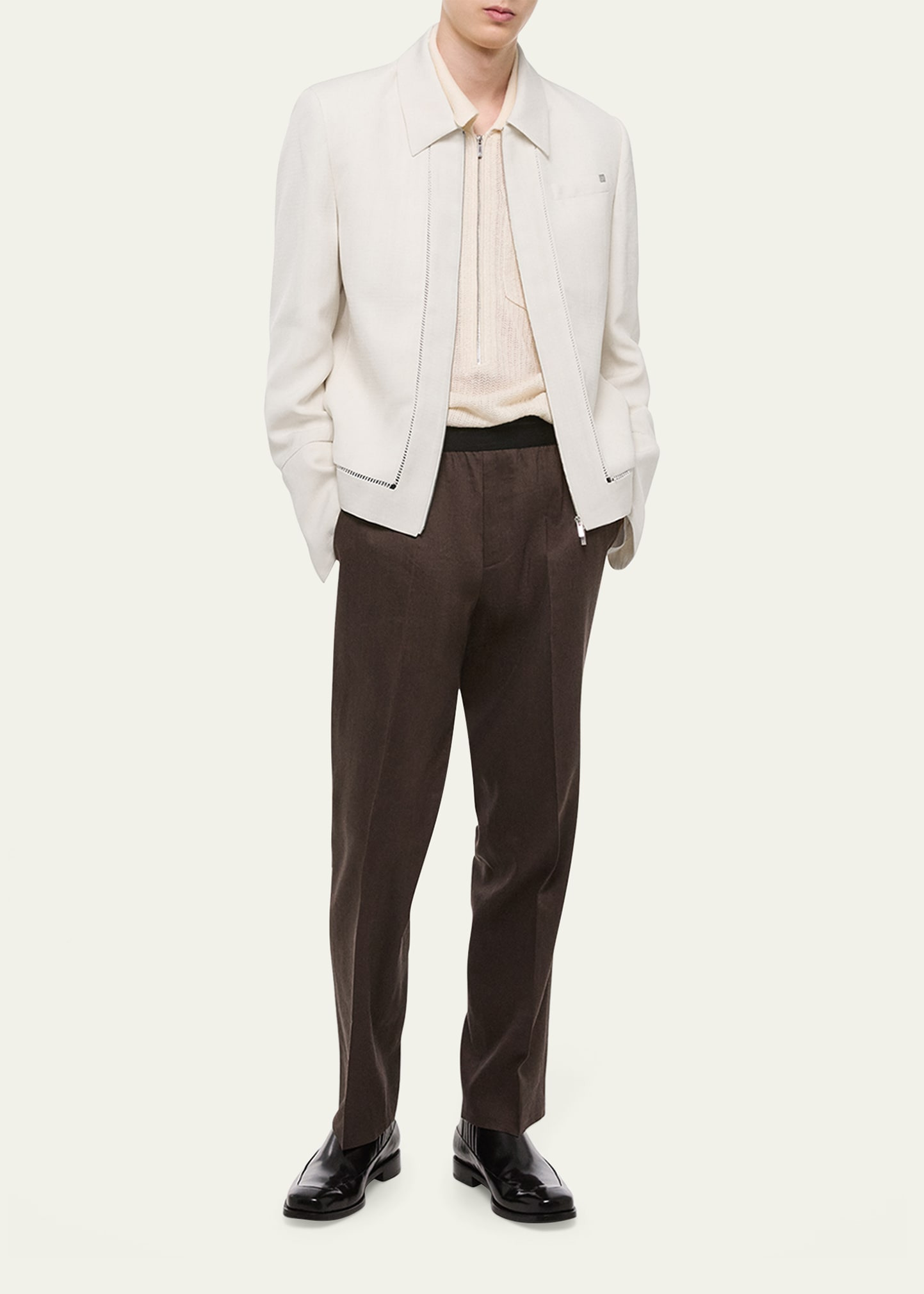 Men's Ladder-Stitch Border Zip Jacket - 2