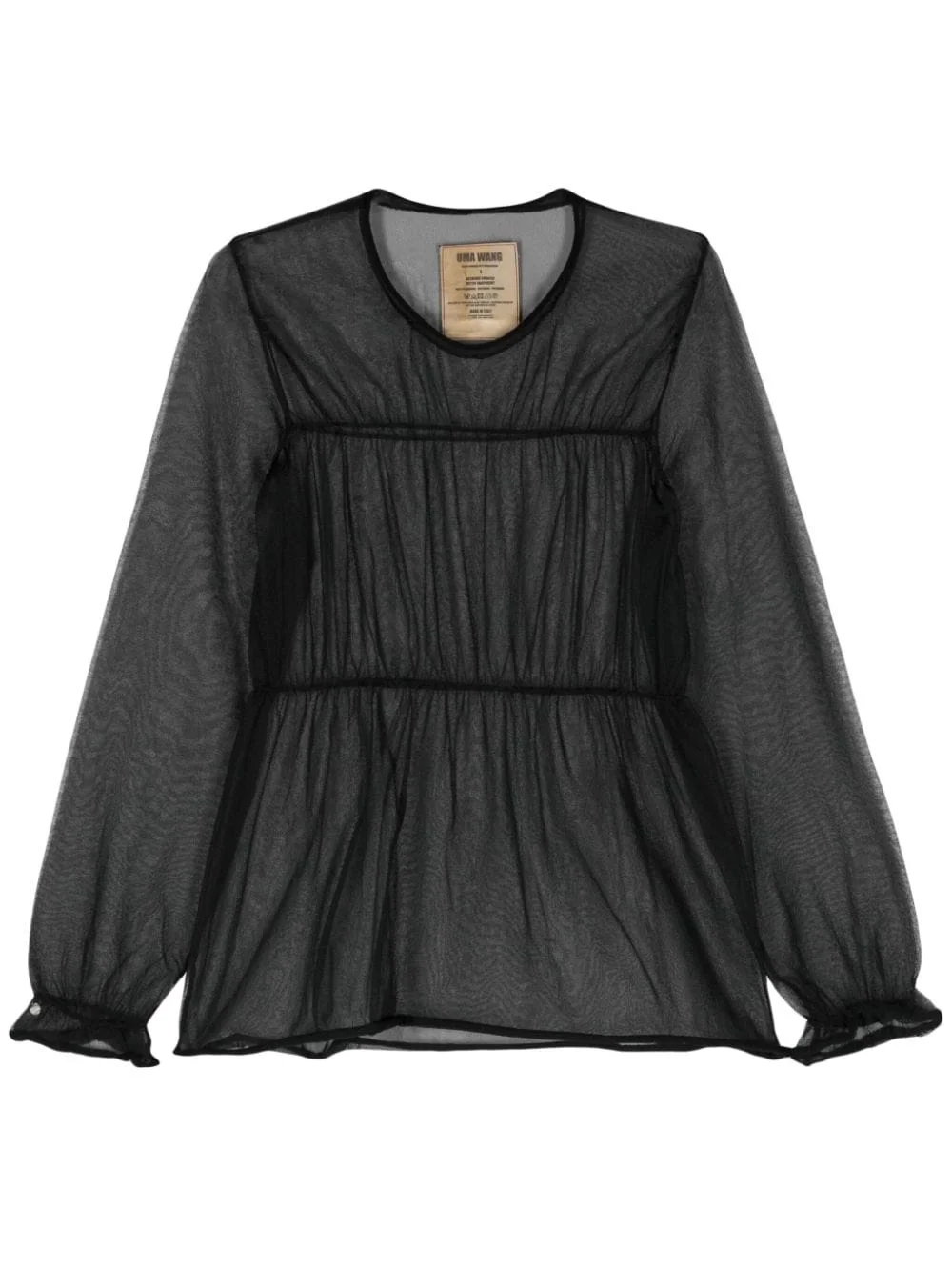 seam-detail sheer blouse - 1