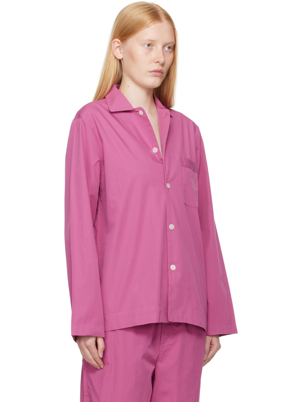 Purple Poplin Long-Sleeved Pyjama Shirt - 2