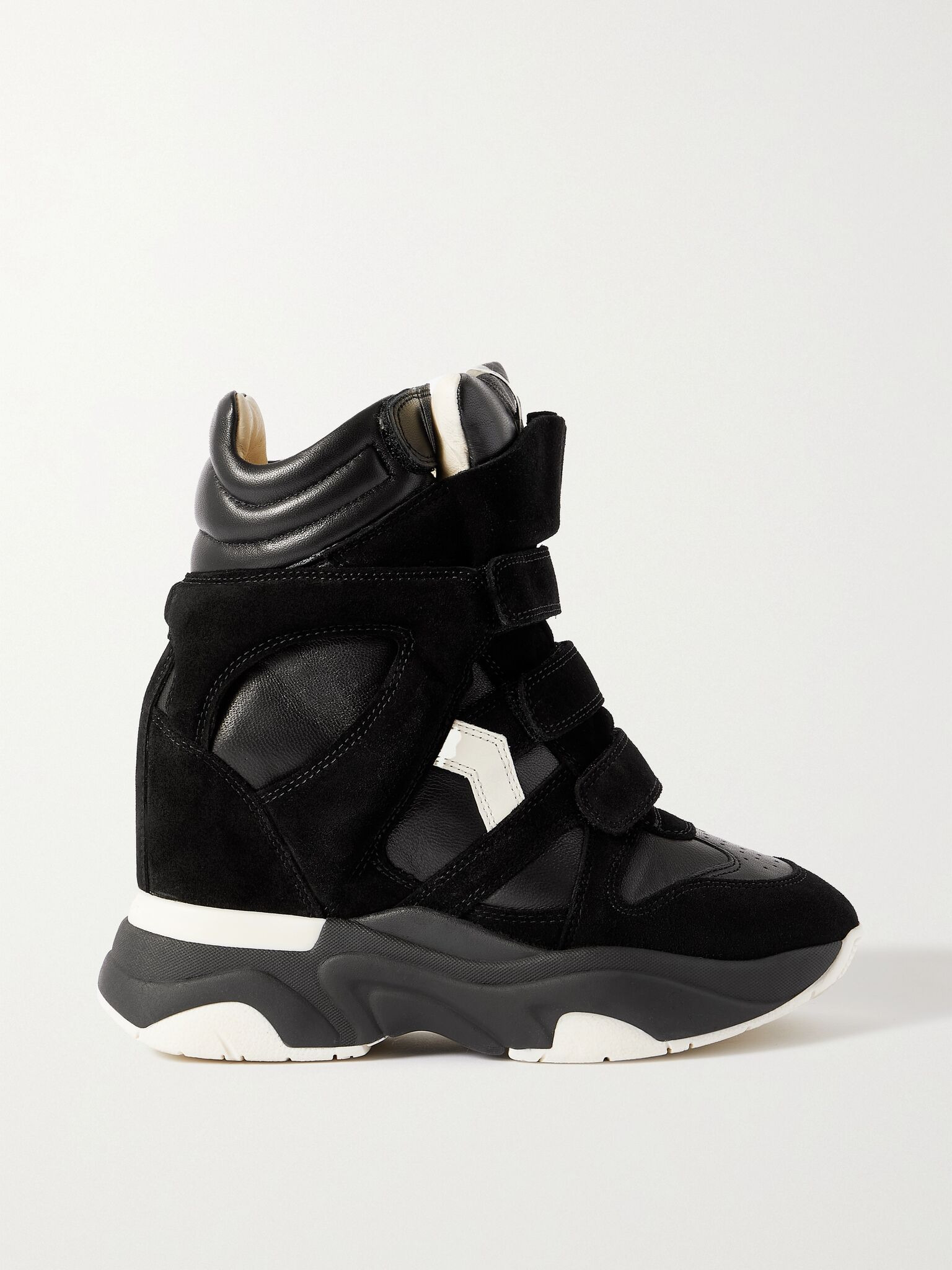 Balskee leather and suede high-top wedge sneakers Black - 1