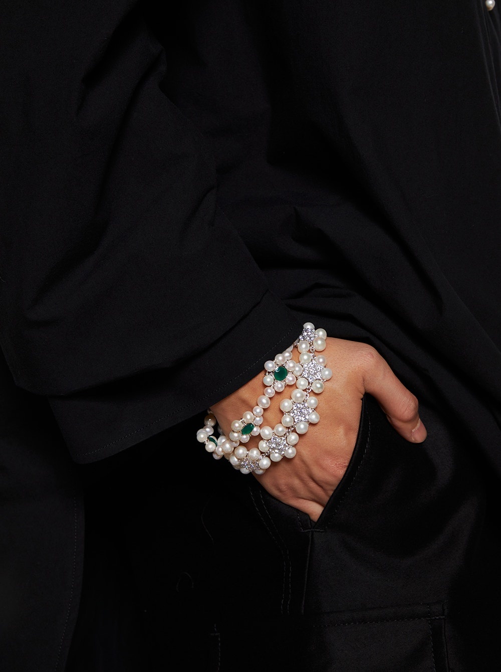The 42 Pearl Clear Flower Bracelet White Gold - 2