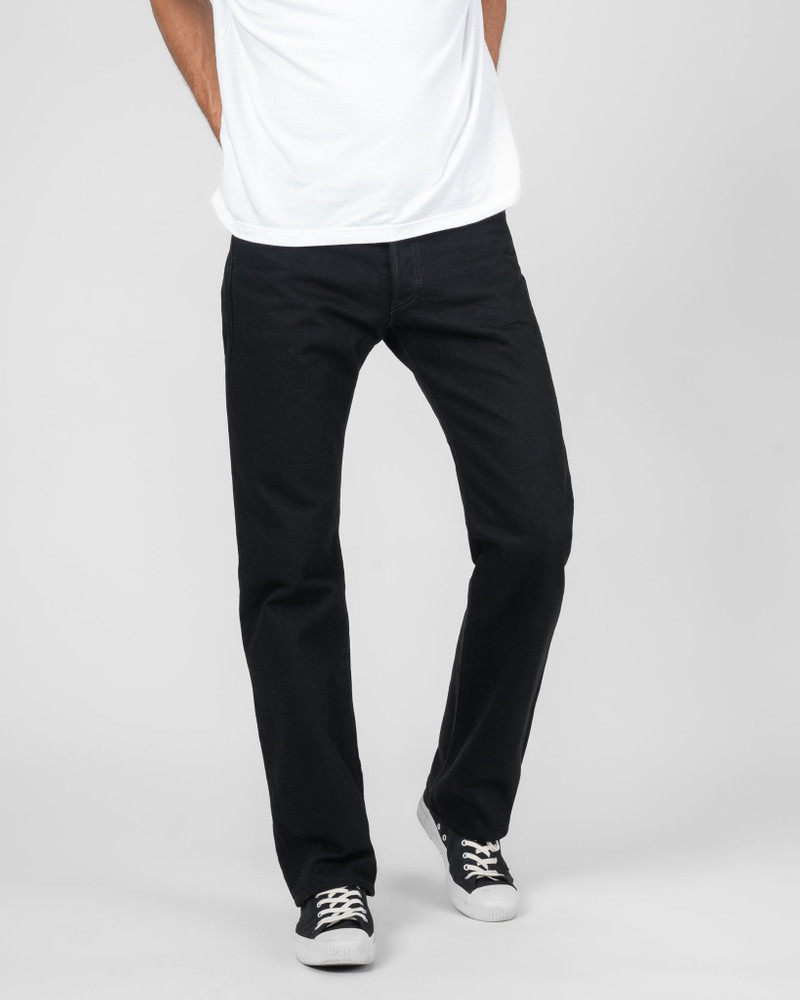 Iron Heart IH-634S-142BB 14OZ SELVEDGE DENIM STRAIGHT CUT JEANS - BLACK/BLACK outlook
