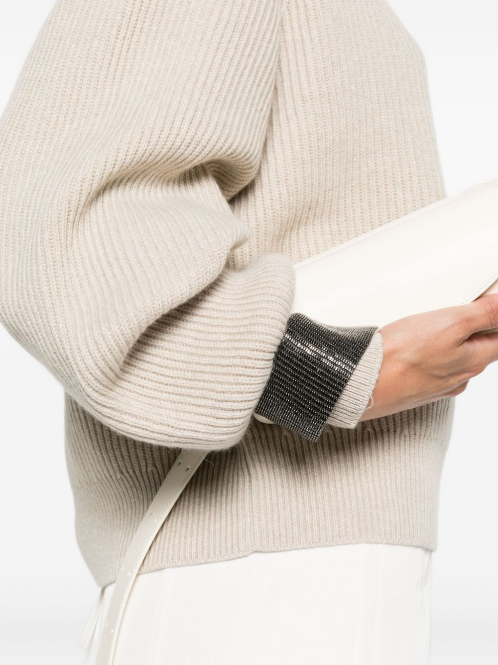 ribbed embellished-cuff sweater - 5