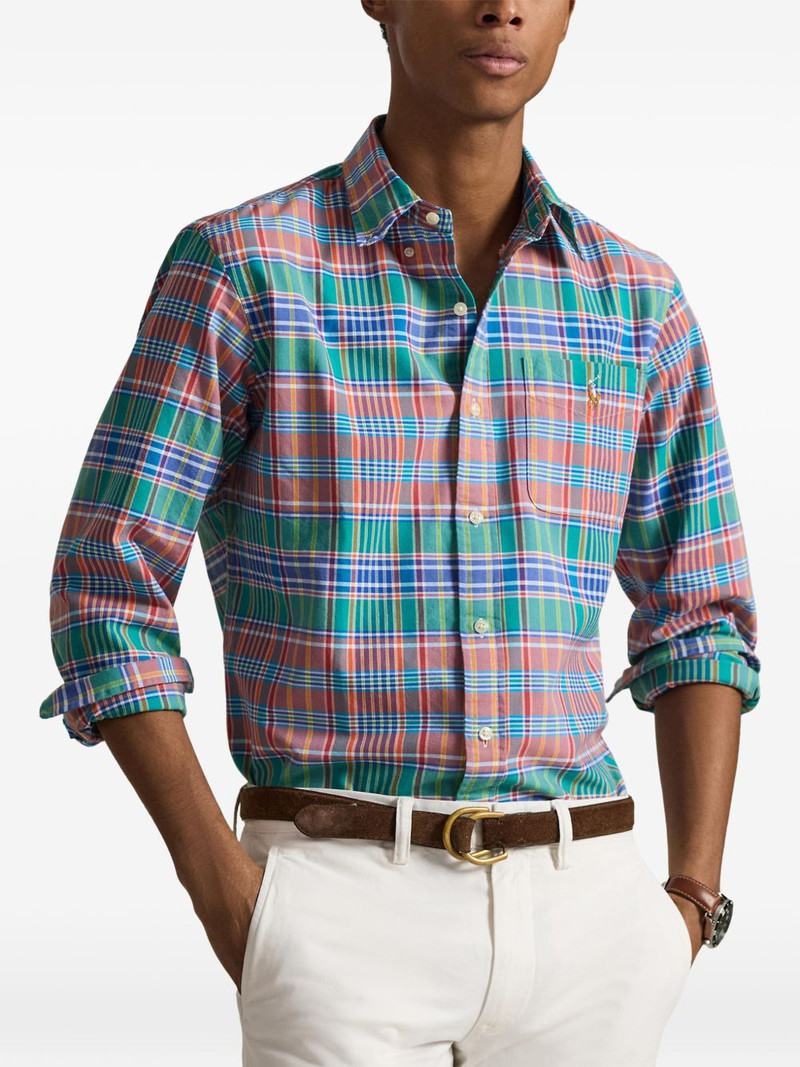 plaid-pattern logo-embroidered shirt 3