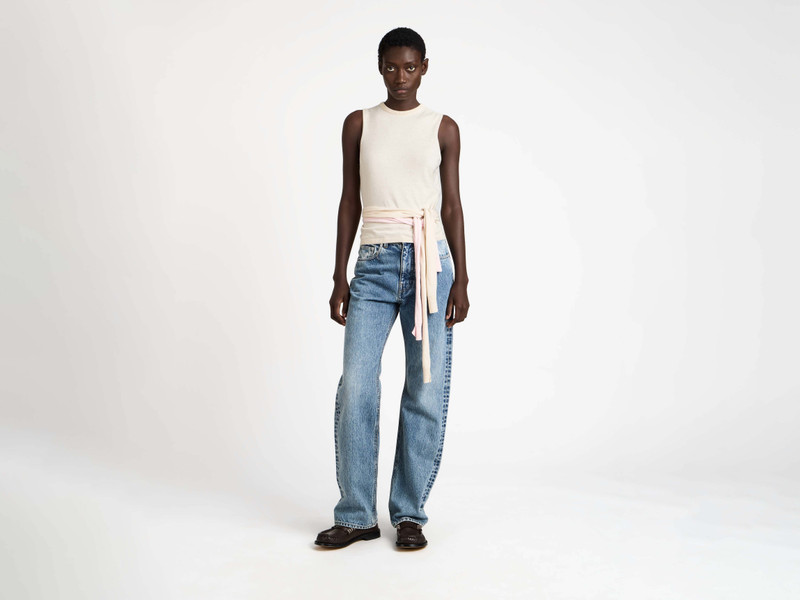 JW Anderson WOMENS WAIST TIE TANK TOP IN IVORY outlook