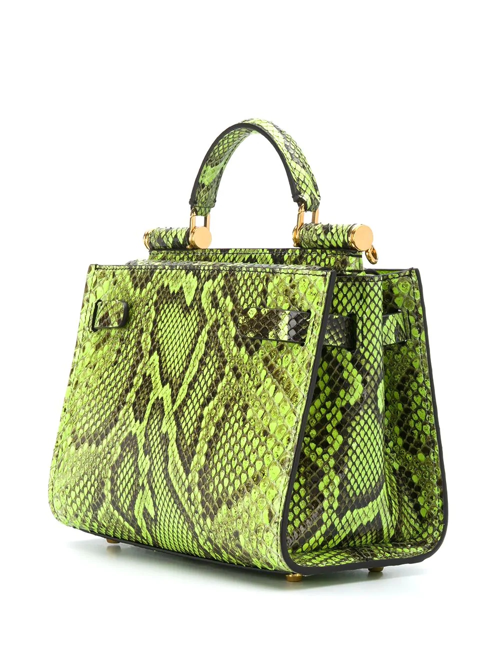 snake-print leather handbag - 3