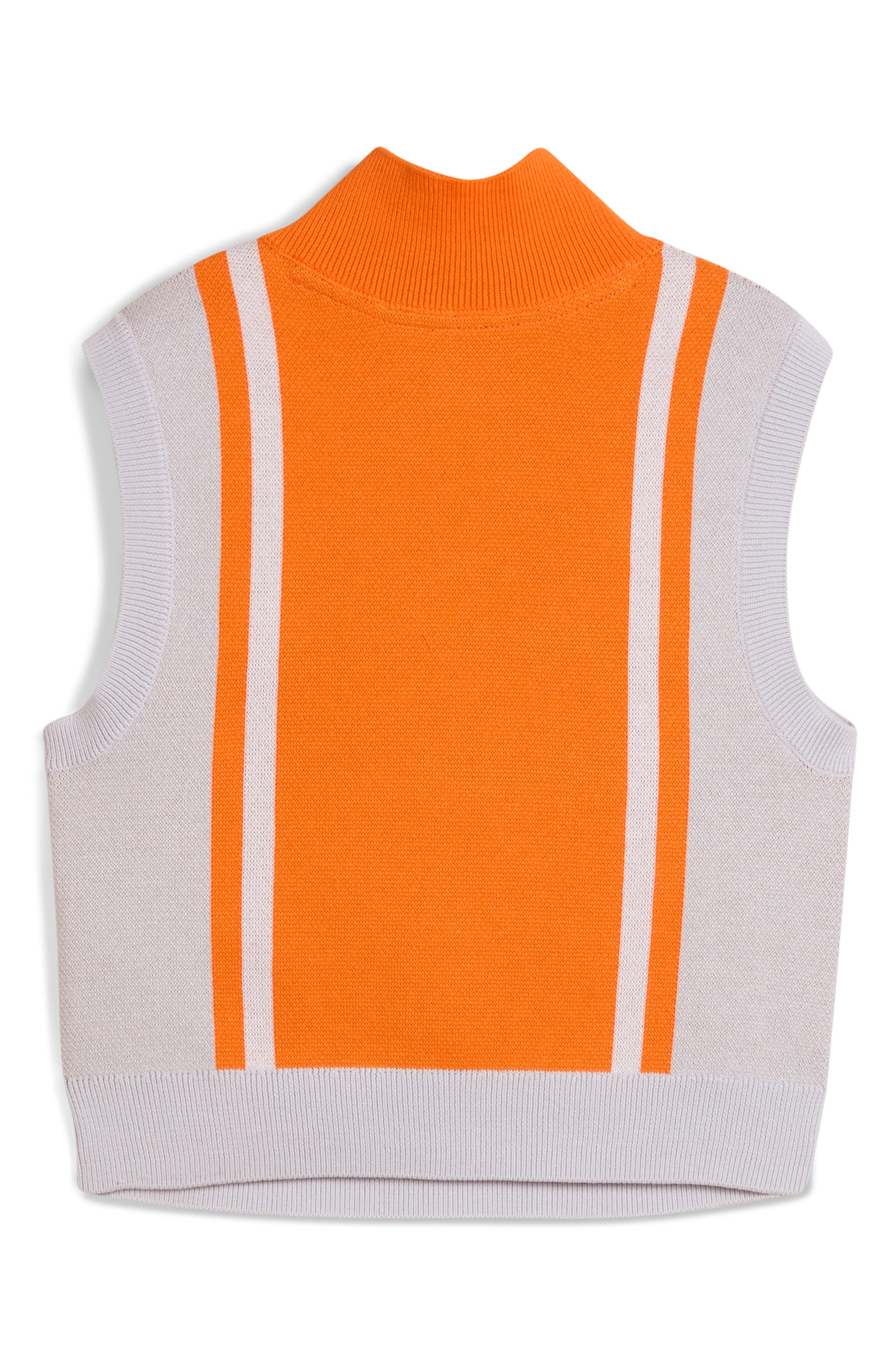 PUMA Future Archive Jacquard Sleeveless Half Zip Knit Crop Top in Silver Mist/Orange Glow at Nordstr - 5