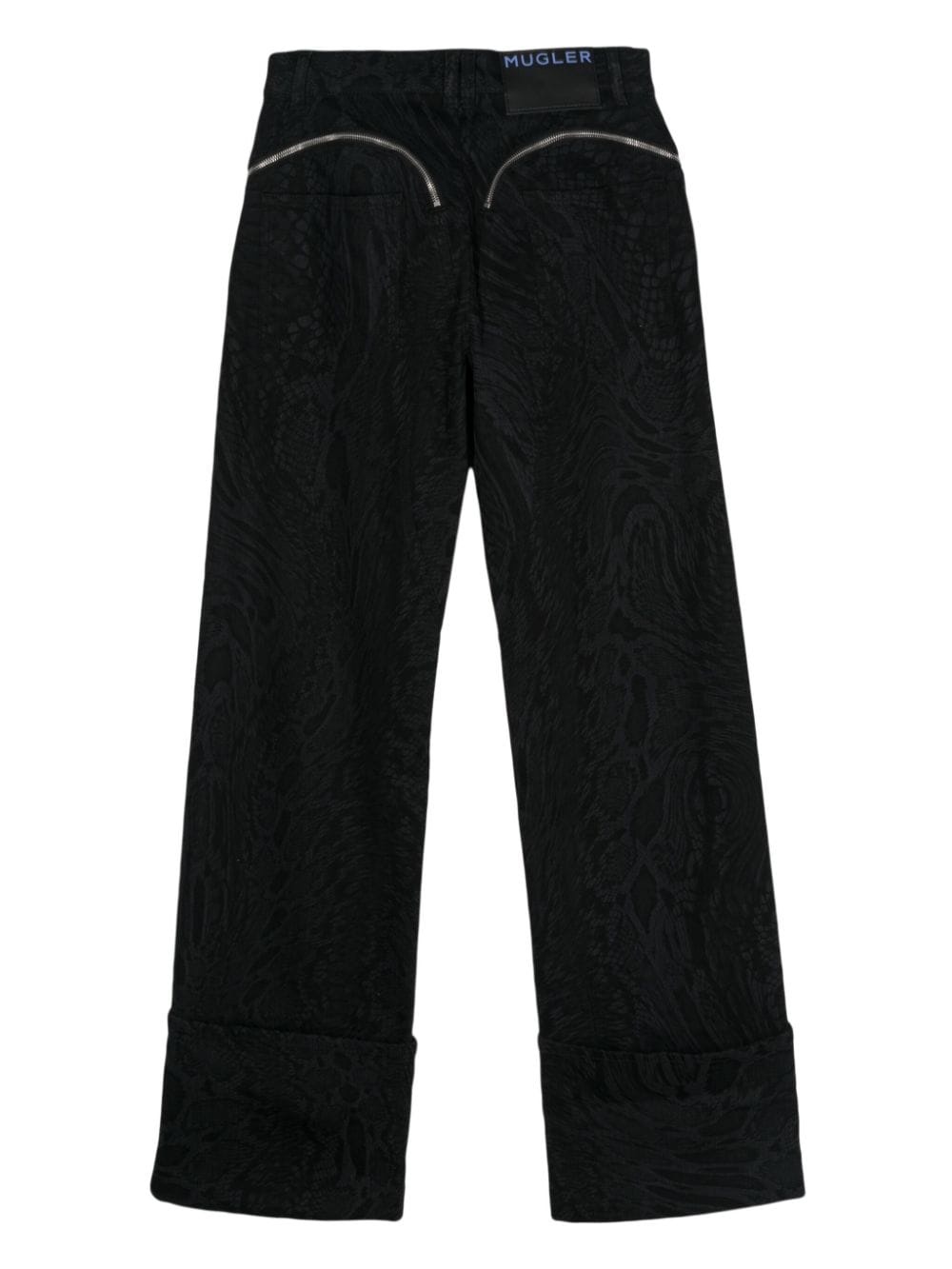 zip-embellished snake-print jeans - 2