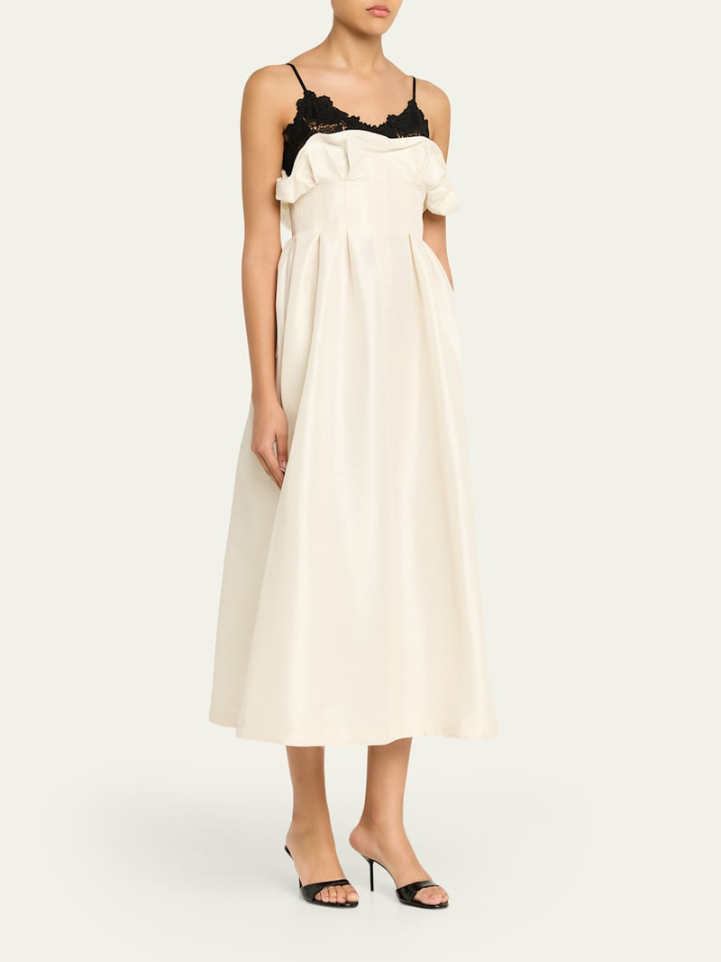 KIKA VARGAS Theresa Taffeta Lace Midi Cocktail Dress outlook