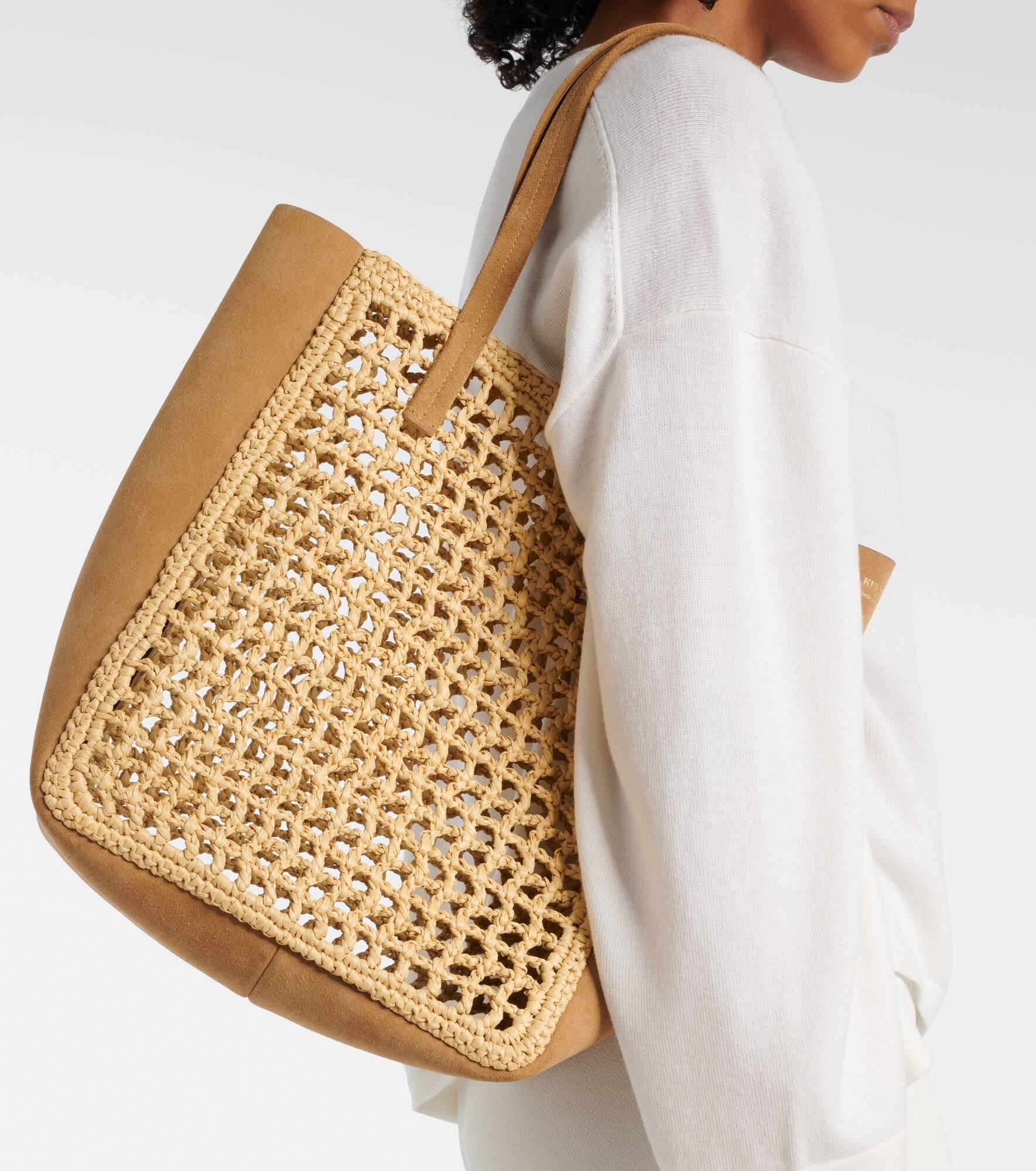 Zoe Small raffia-effect tote bag - 2