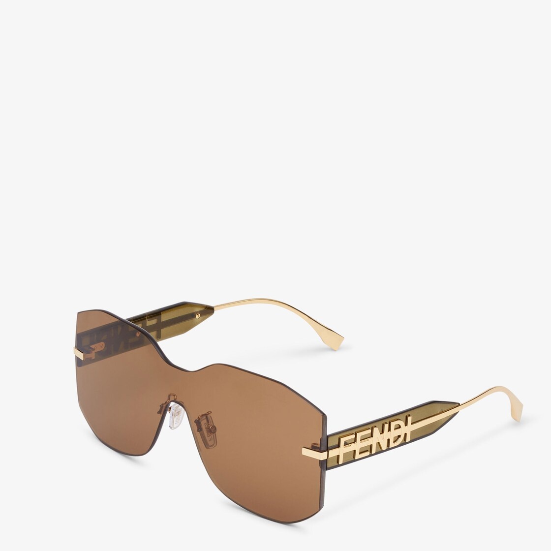 Rectangular Fendigraphy shield sunglasses inspired by the Hobo bag. Temples with in-line gold-colore - 2