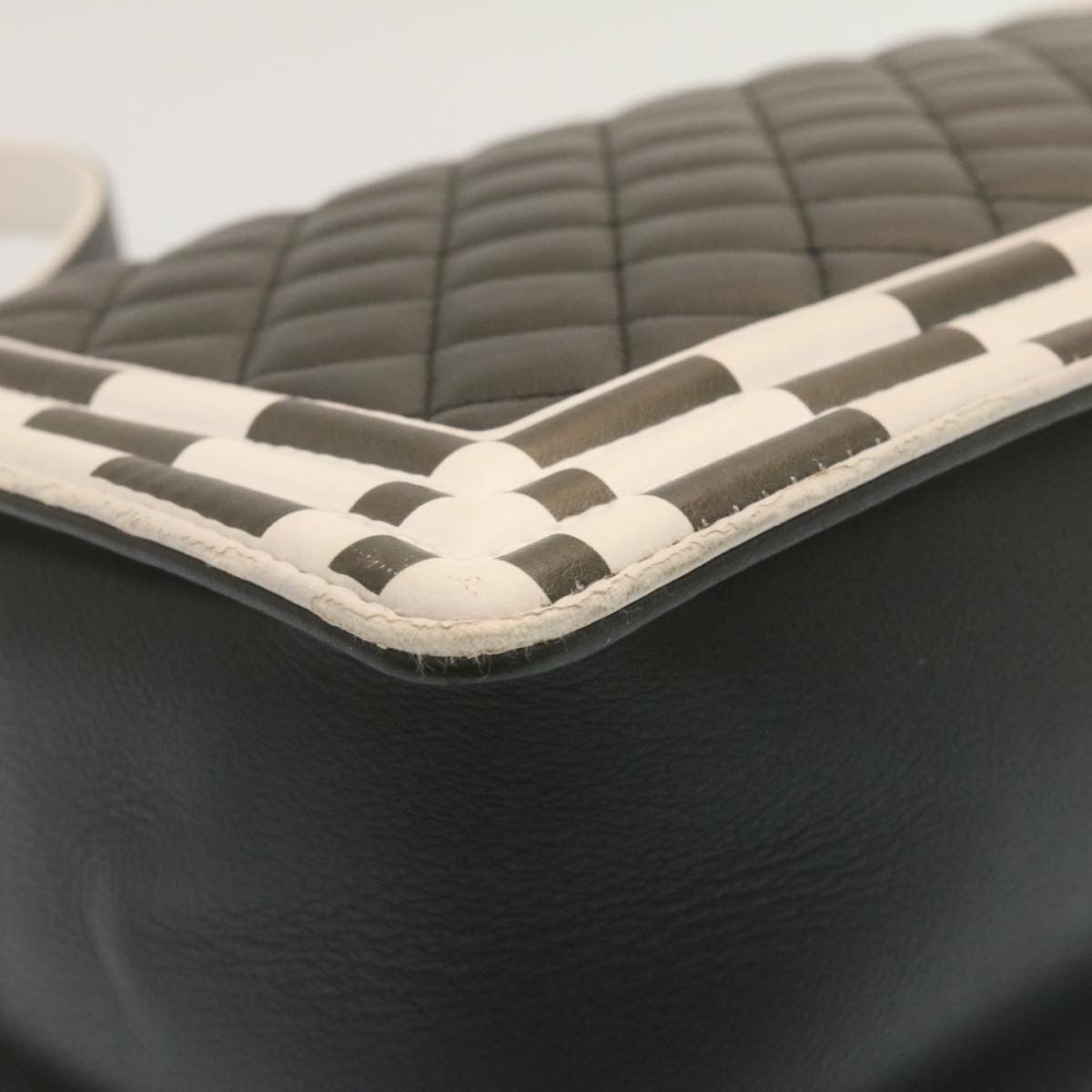 CHANEL Matelasse Boy CHANEL Chain Shoulder Bag Lamb Skin Black CC - 15