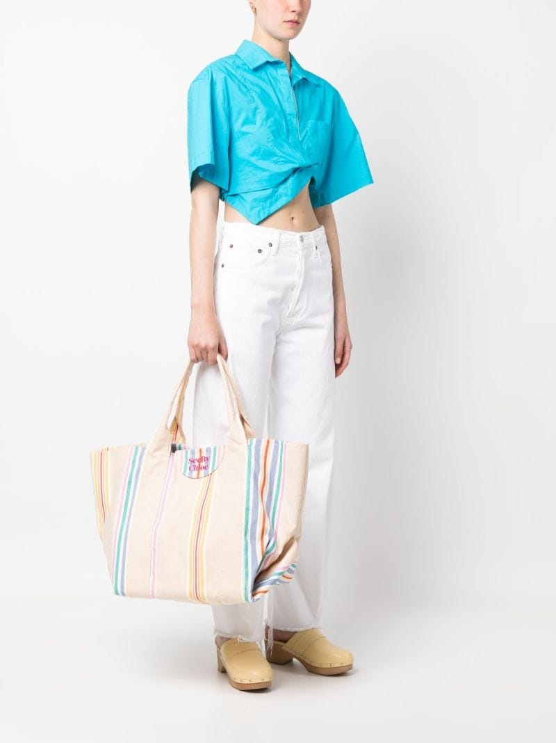 striped cotton tote bag - 2