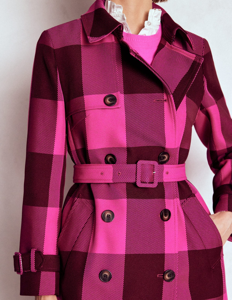 Cheltenham Trench Coat-Pink Peony, Chestnut Gingham 3
