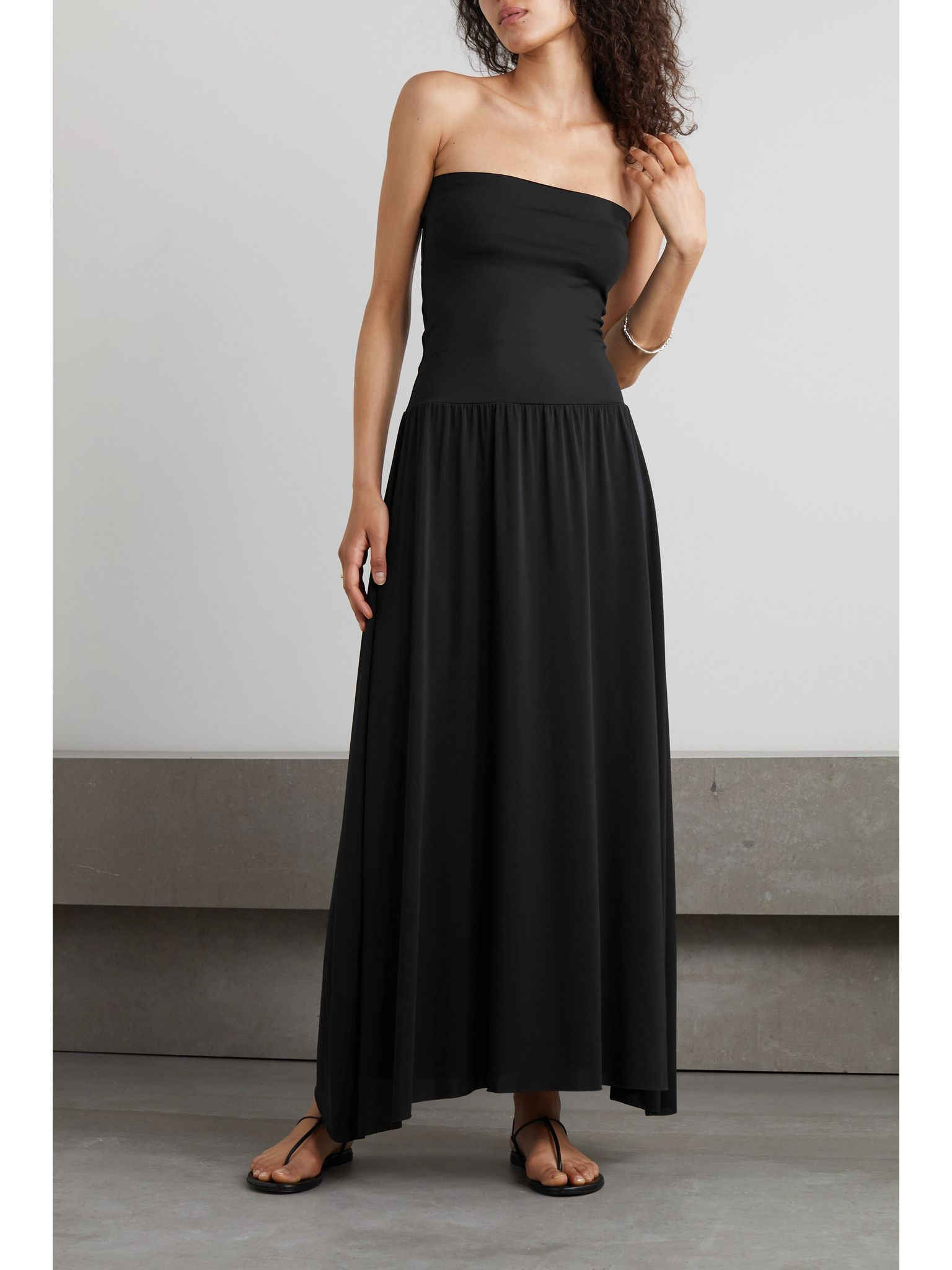 Oda strapless stretch-jersey maxi dress Black - 2