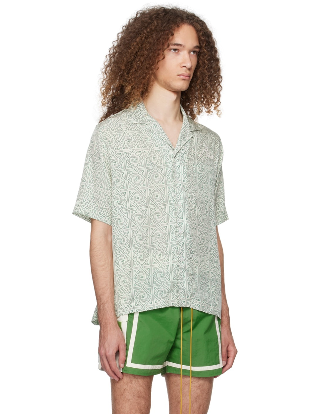 Off-White & Green Cravat Shirt - 2