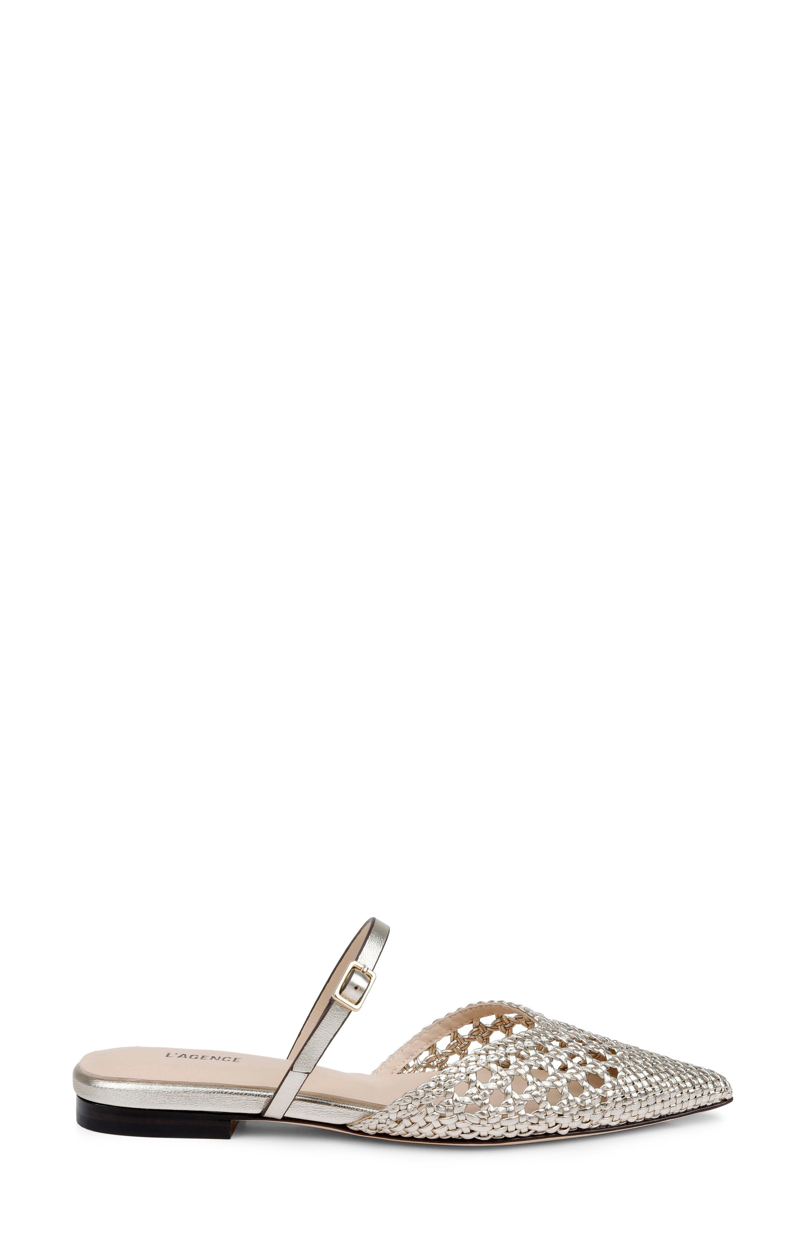 L'AGENCE Jacklyn Mary Jane Pointed Cap Toe Mule in Gold Leather at Nordstrom - 3