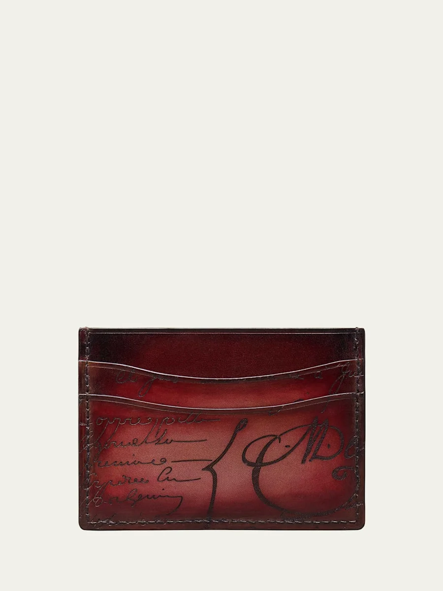 Men's Bambou Scritto Leather Card Holder - 1