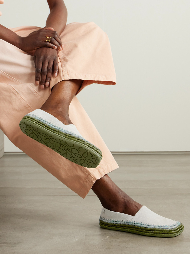 Loewe + Paula's Ibiza Rio Raffia-trimmed Suede Espadrilles outlook