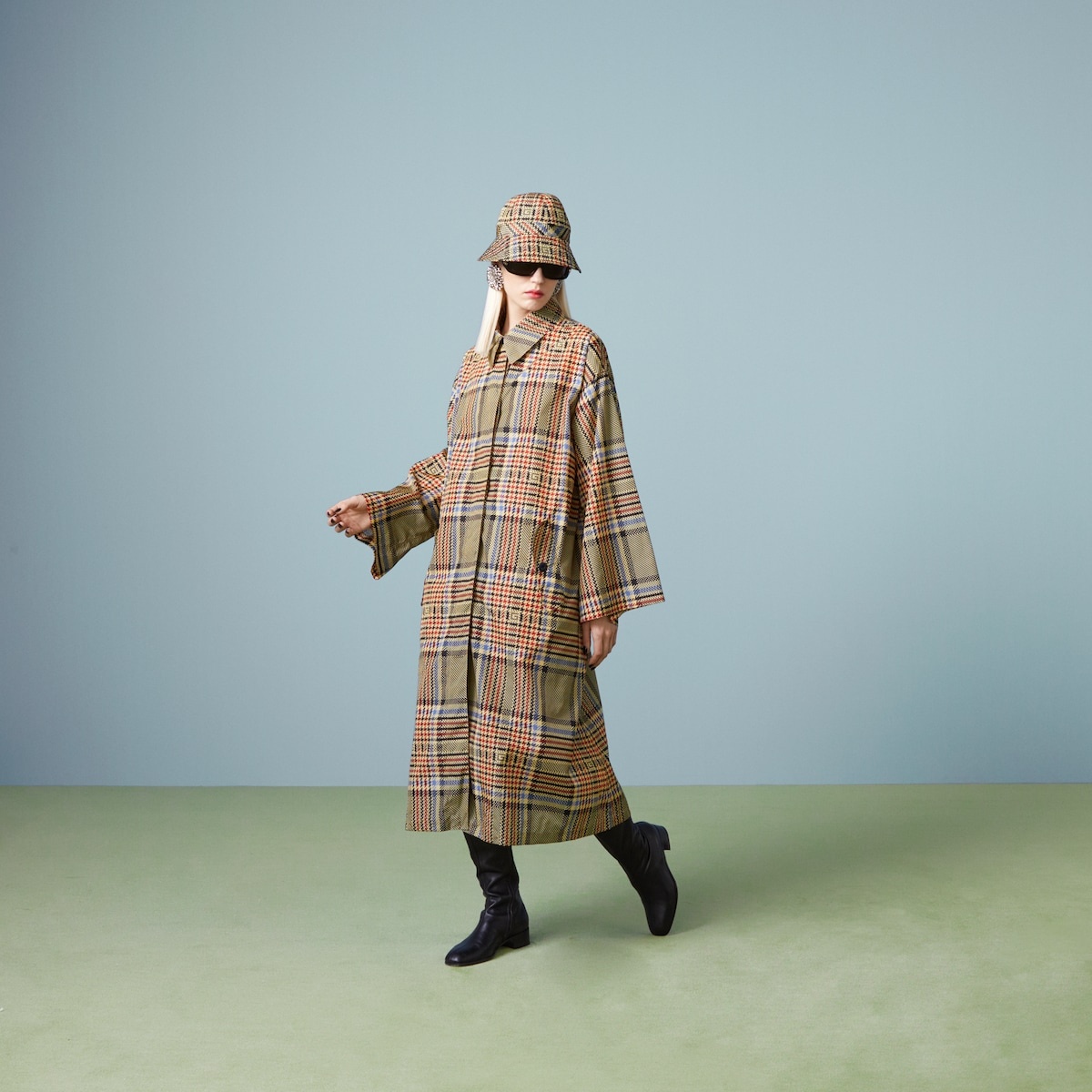 GUCCI★素敵！SQUARE G LOGO TARTAN PRINT NYLON COAT GUCCI Square G tartan print nylon coat | REVERSIBLE