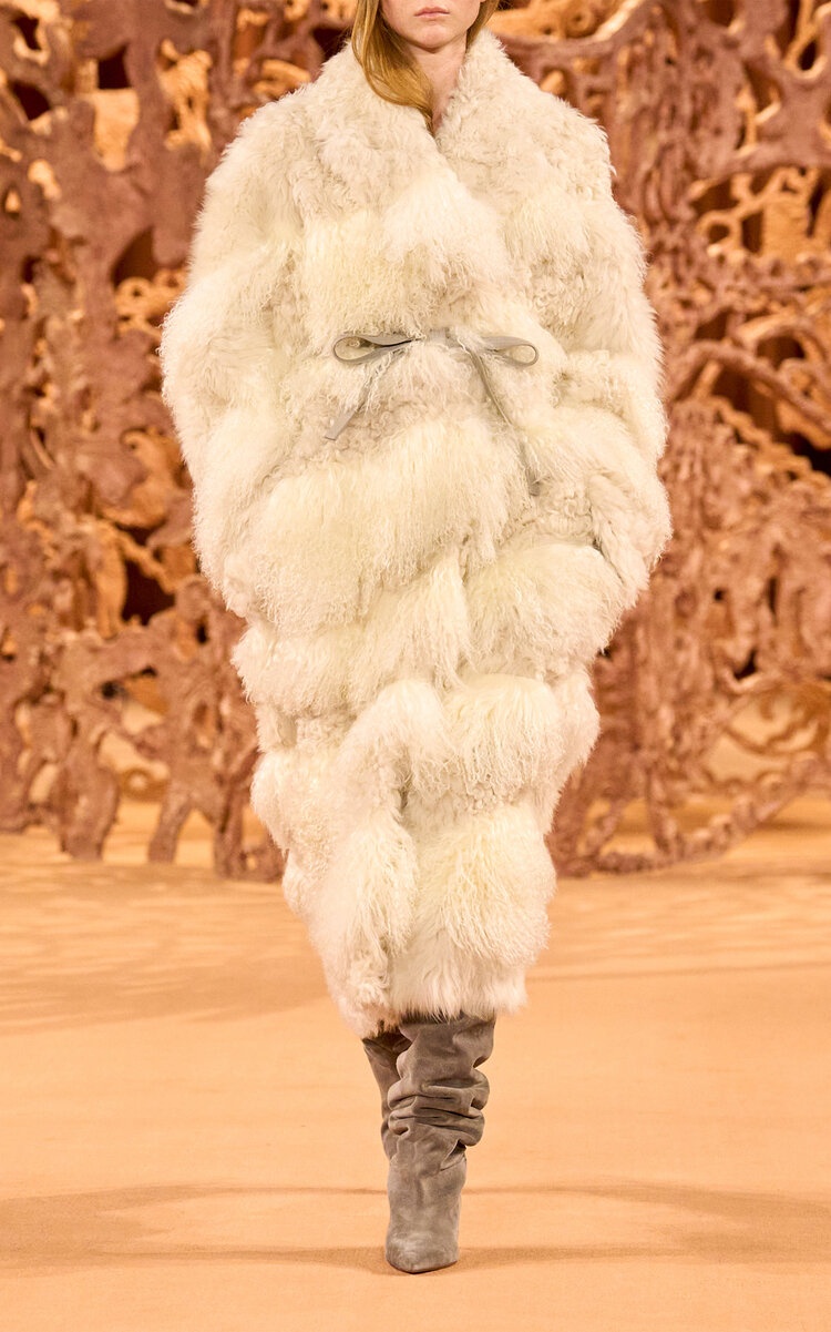 Emrys Oversized Shearling Cocoon Coat off-white - 2