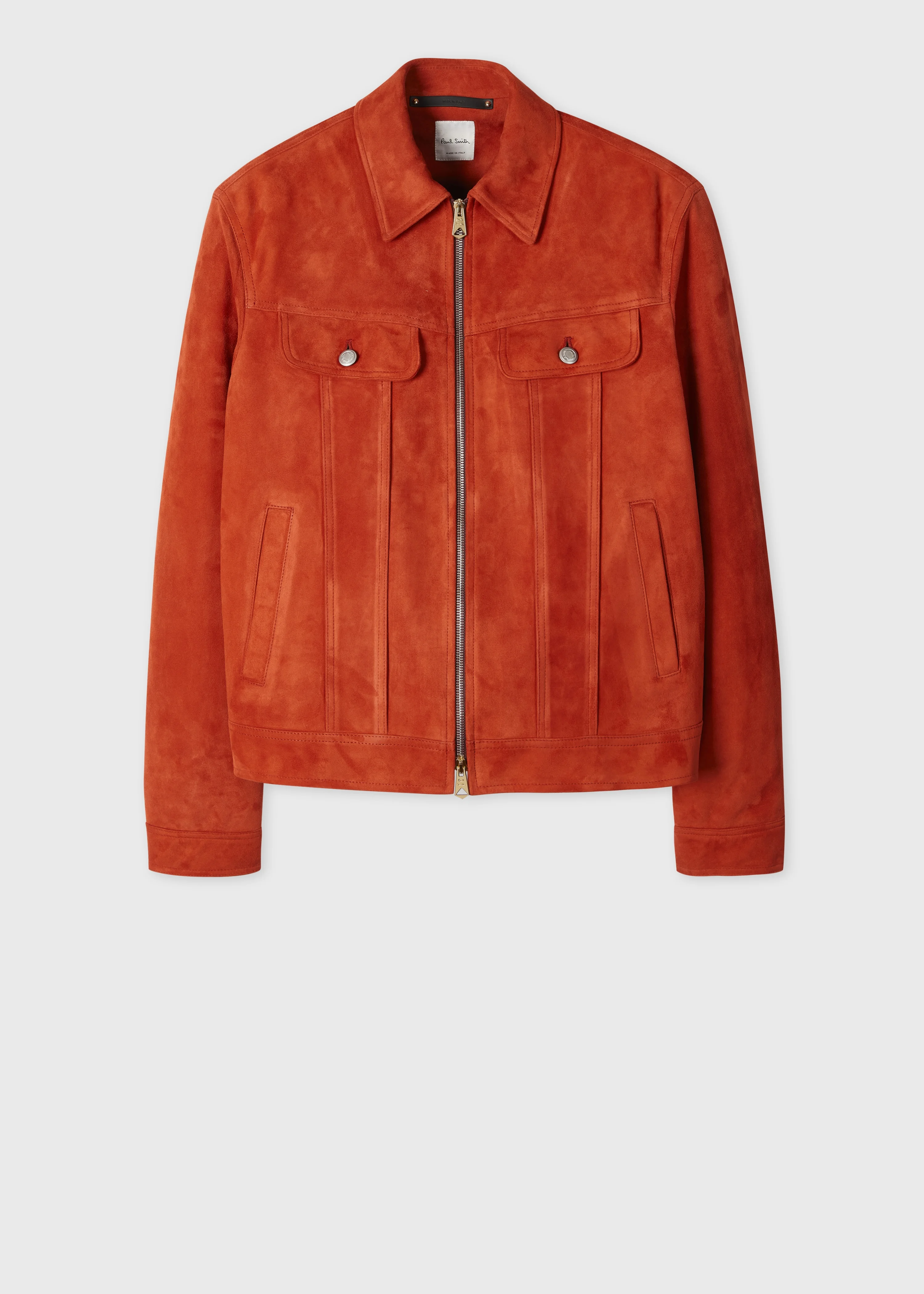 Burnt Orange Suede Trucker Jacket - 1