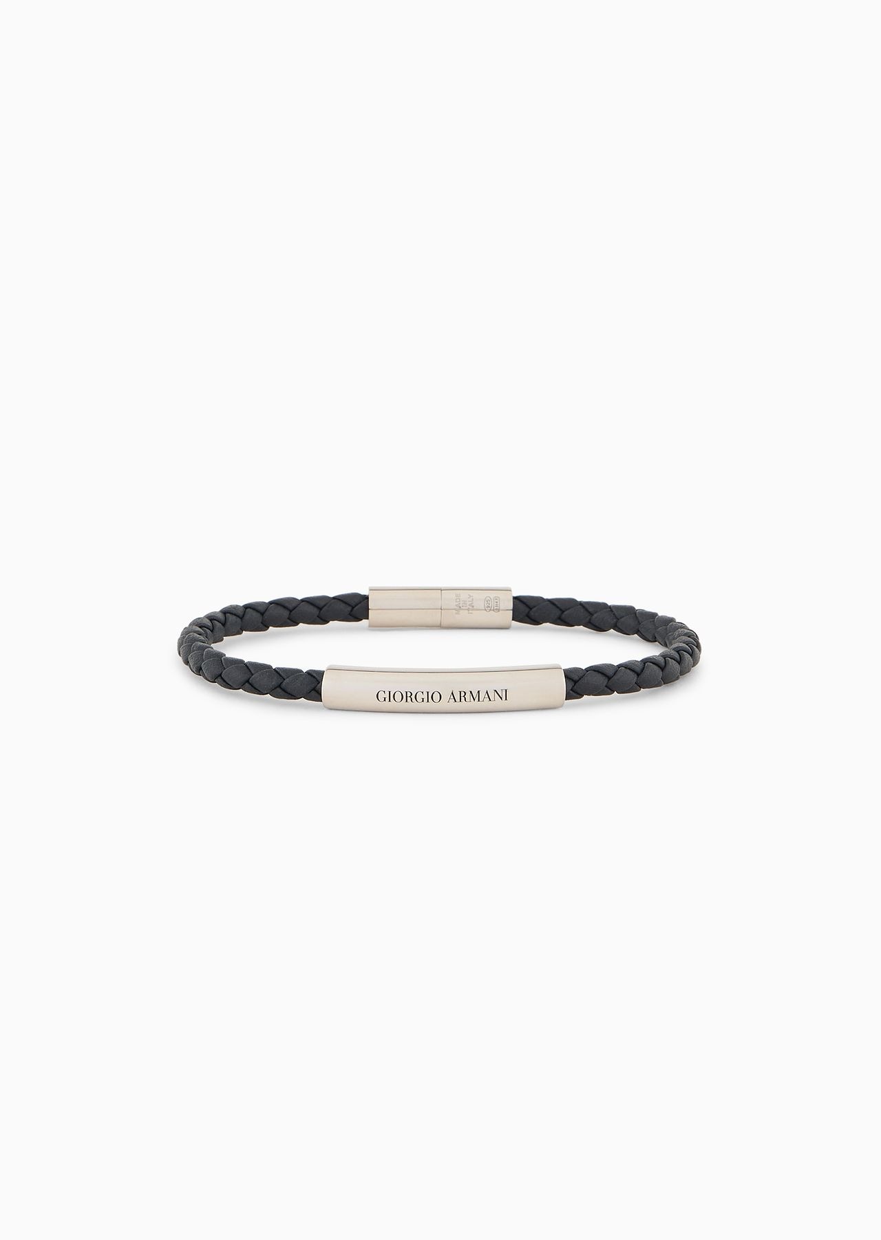 Plaited-leather bracelet with 925 sterling silver details - 1