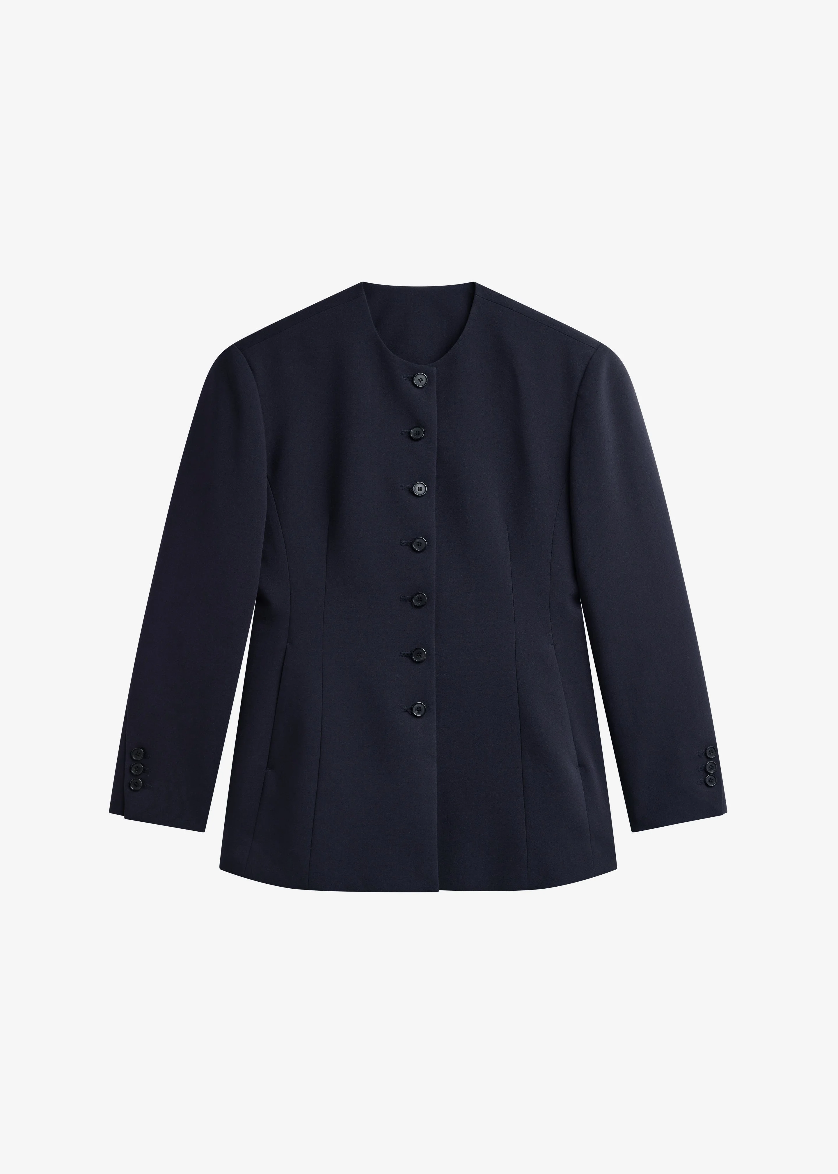 Chesnay Collarless Blazer - Navy - 1