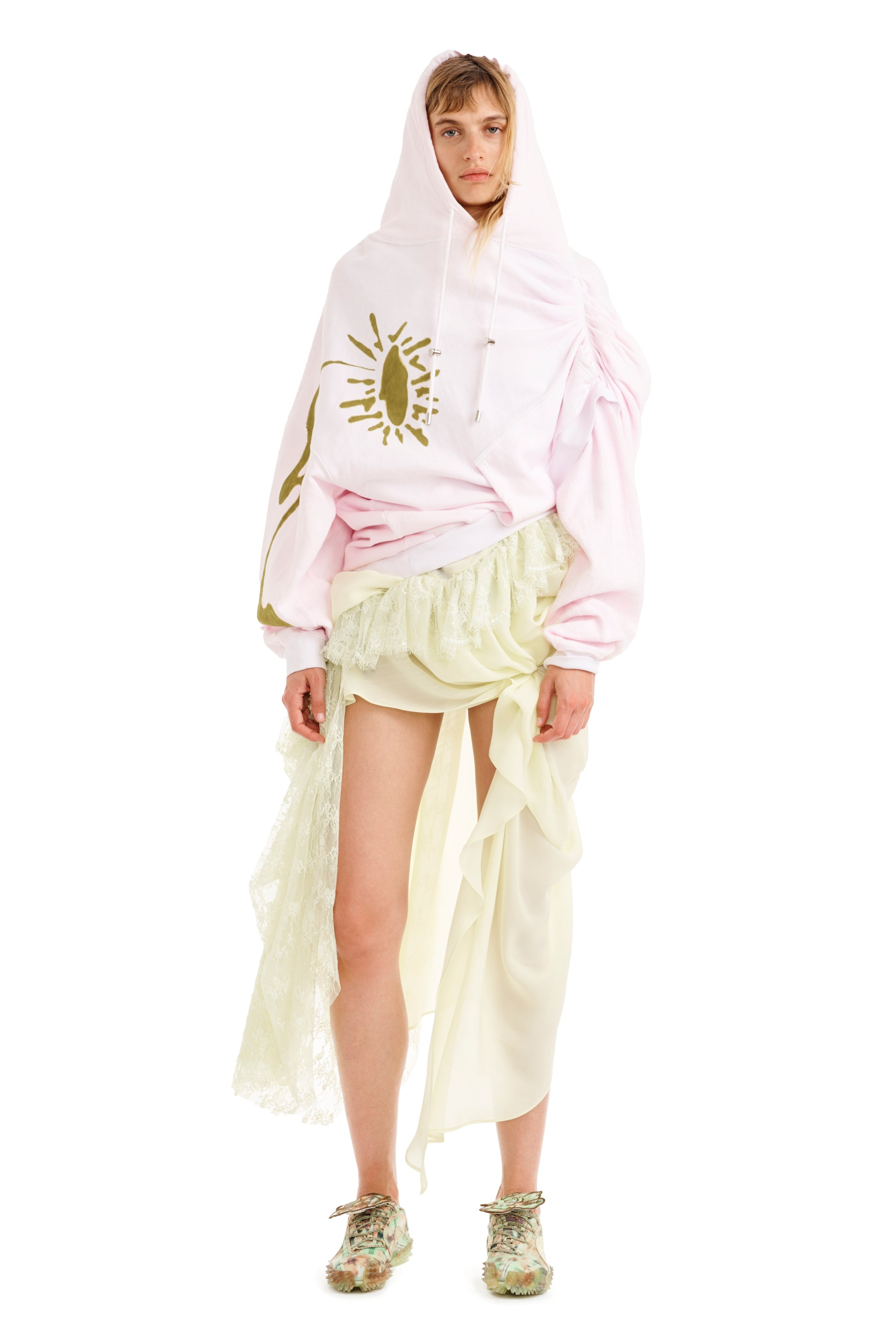 PINK DAISY EVA DRAPED HOODIE - 11