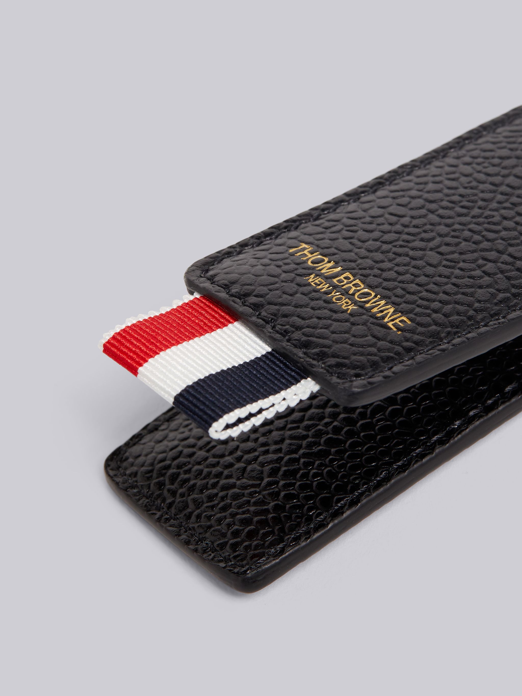 Black Pebble Grain Leather Money Clip - 2