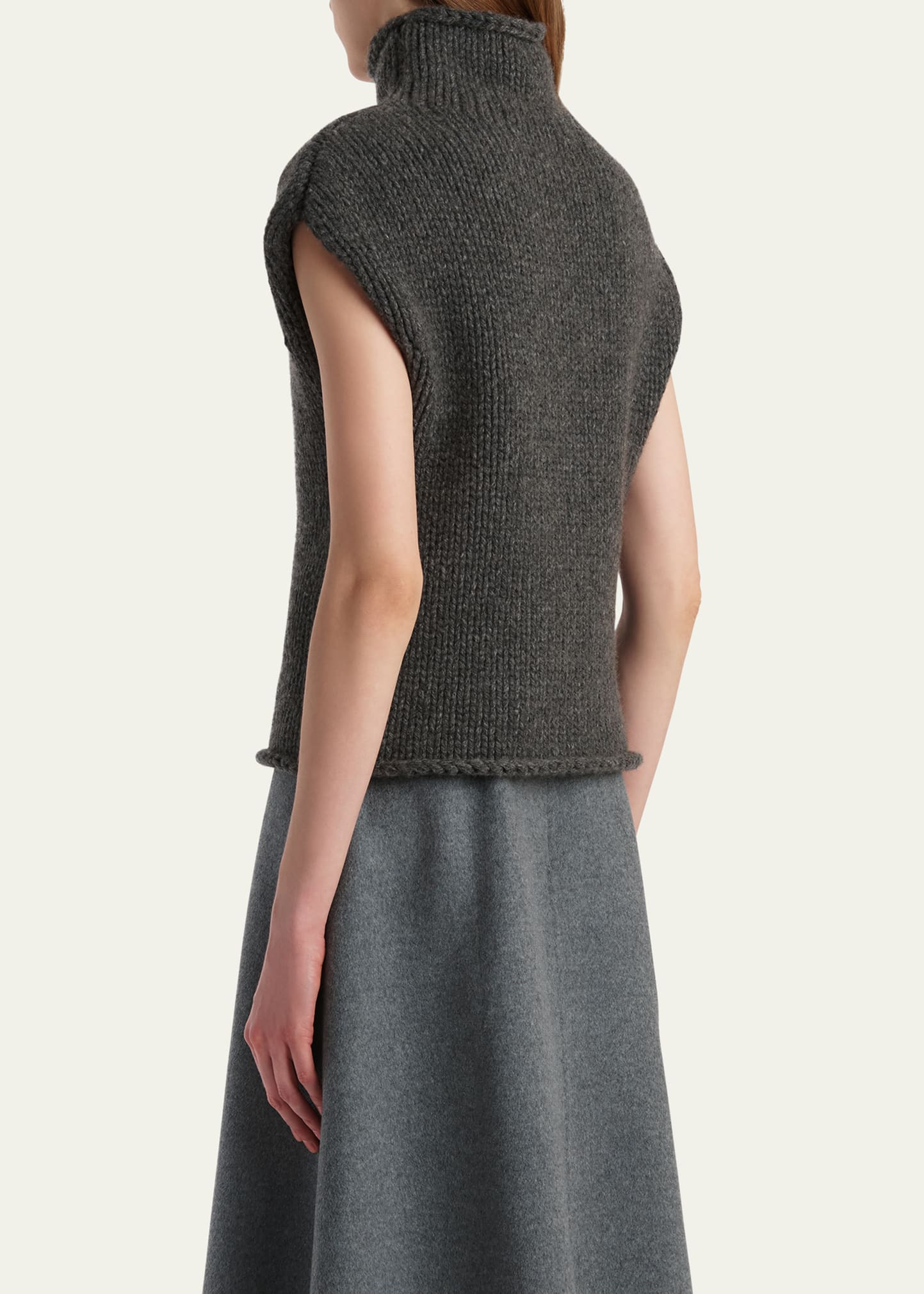 Sly Cap-Sleeve Turtleneck Cashmere Top - 3
