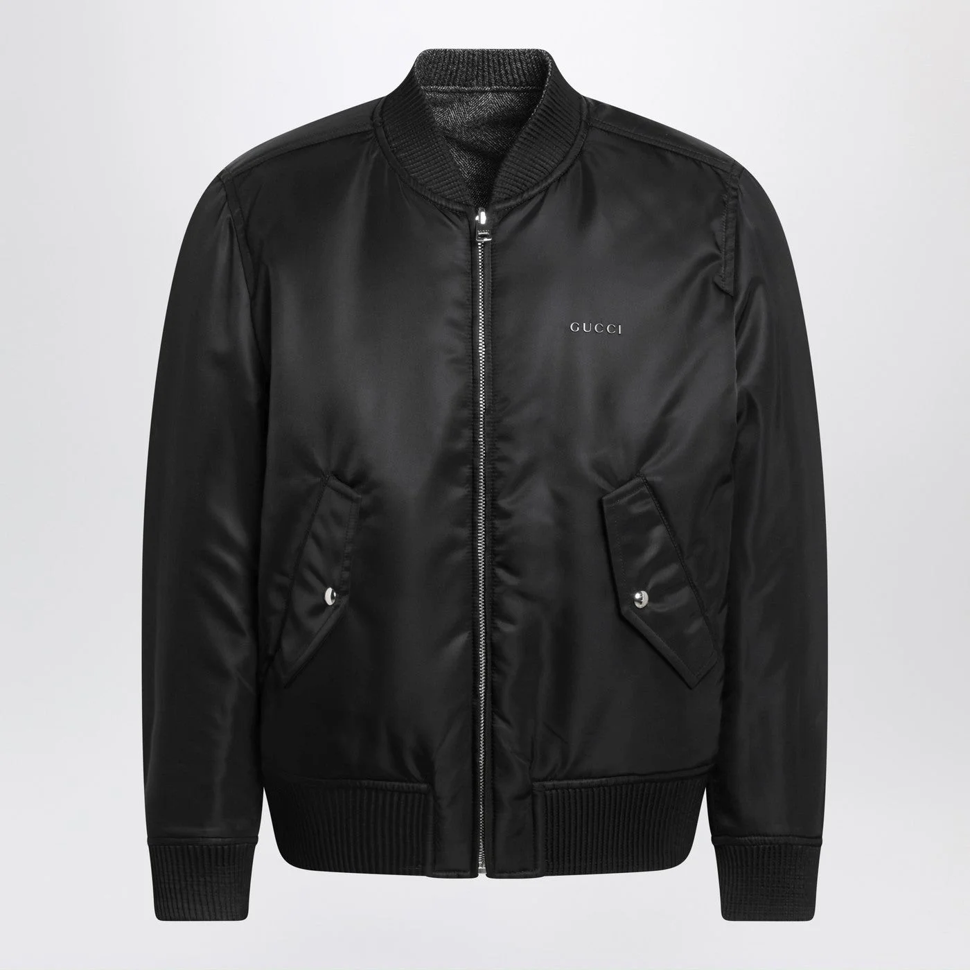 Gucci Reversible Bomber Jacket In Black/White Mouline Fabric Men - 1