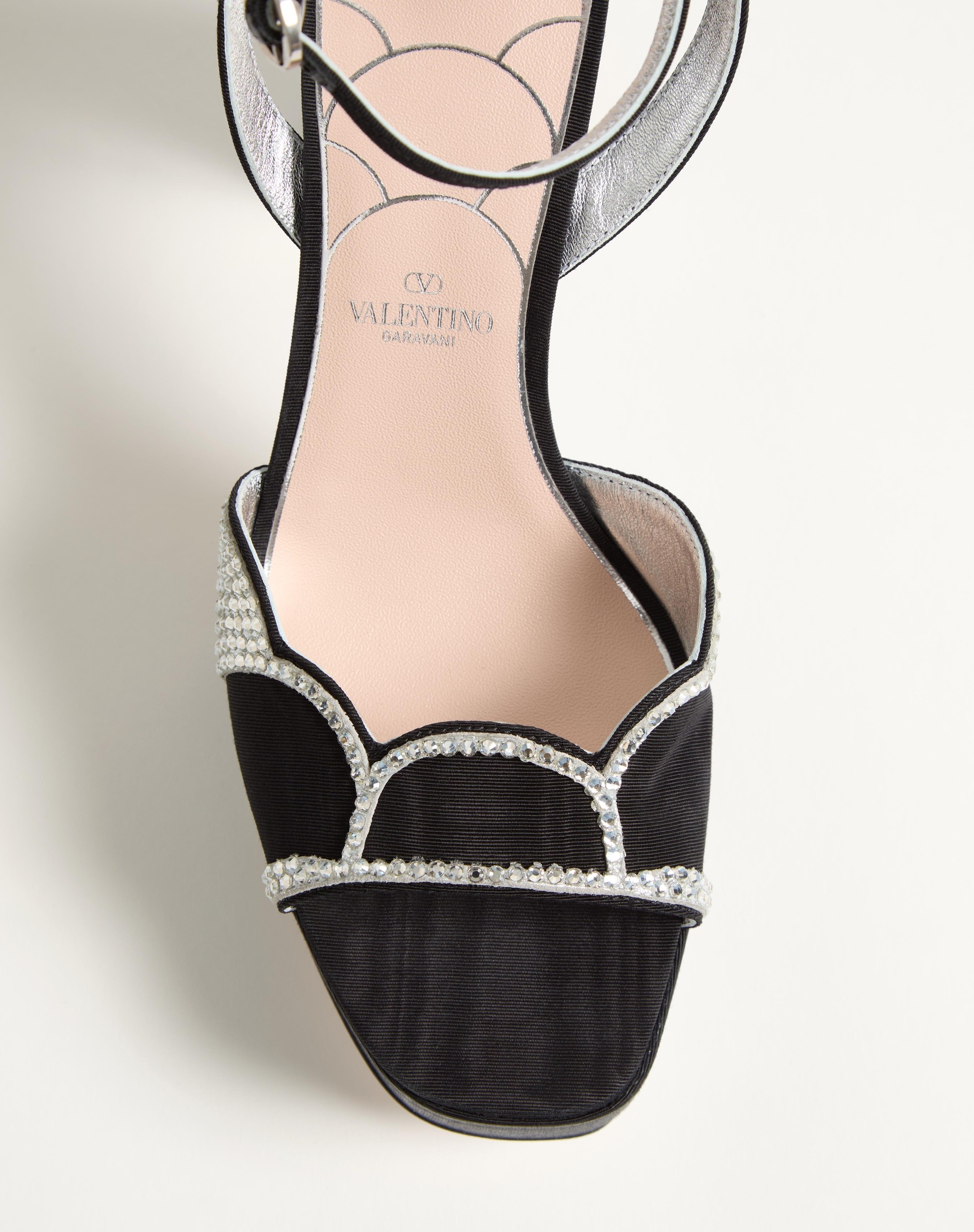 BOWOW PLATFORM SANDAL IN MOIRÉ FABRIC WITH CRYSTALS 115MM - 6